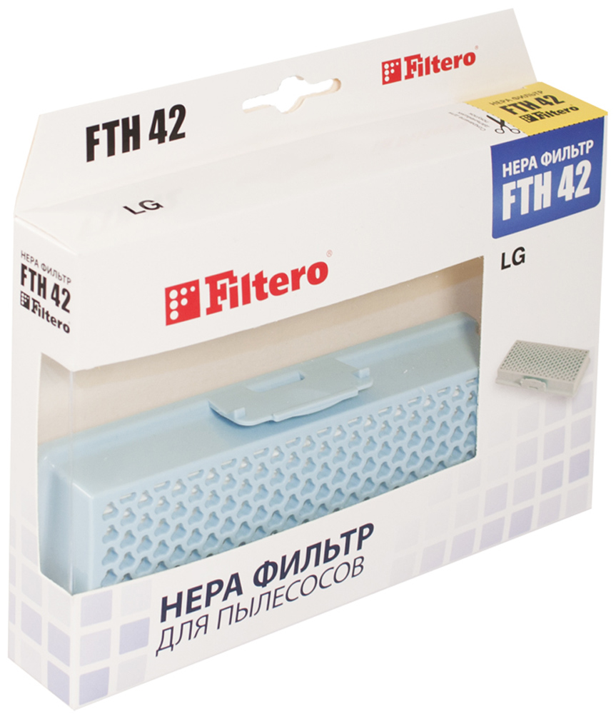 Filtero FTH 42 фильтр для пылесосов LGFTH 42 Filtero FTH 42 фильтр для пылесосов LGFTH 42Немоющийся фильтр Filtero FTH 42 LGE имеет уровень фильтрации НЕРА Н 12. Он препятствует выходу мельчайших частиц пыли и аллергенов из пылесоса в помещение. Подлежит замене, согласно рекомендации производителя пылесосов - не реже одного раза за 6 месяцев.