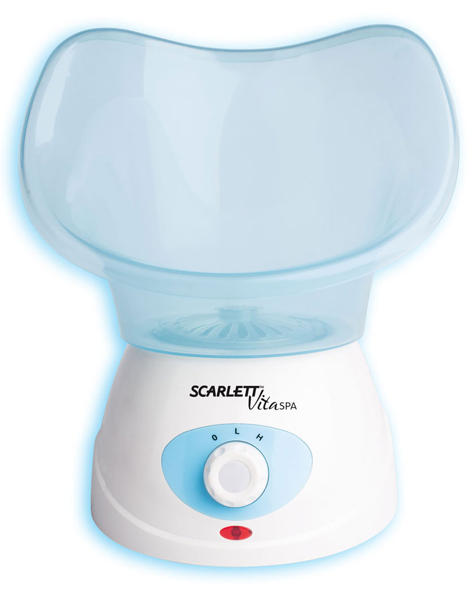 Scarlett SC-CA300S01, Blue прибор по уходу за лицомSC-CA300S01 Scarlett SC-CA300S01, Blue прибор по уходу за лицомSC-CA300S01Сауна для лица Scarlett SC-CA300S01 предназначена для проведения косметических процедур в домашних условиях. Прибор представляет собой генератор водяного пара, который способствует раскрытию пор. Благодаря этому производится не только поверхностная, но и глубокая чистка лица. Парообразование может регулироваться специальным вентилем, который расположен на передней панели. После принятия таких ванн ваша кожа будет сохранять свой здоровый и свежий цвет, нежность и упругость. К тому же если использовать различные ароматические средства, вы сможете расслабиться, снять нервное напряжение и улучшить самочувствие. 2 режима работы Индикатор работы Мерный стакан для удобства дозировки Емкость для добавления трав, воды и арома-масел