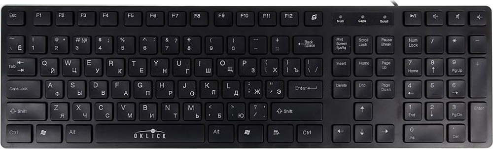 Oklick 570M, Black клавиатура654575 Oklick 570M, Black клавиатура654575Oklick 570M – тонкая и компактная клавиатура с низкопрофильными клавишами. Традиционная раскладка и современные низкопрофильные клавиши Oklick 570 М – идеальный вариант для работы и развлечений. Среди 110 кнопок клавиатуры Oklick 570М есть квартет для управления мультимедийным проигрывателем. Классическая строгость и лаконичность форм Oklick 570М дополнит гармонию офисного интерьера или станет отличительной чертой вашего домашнего технопарка.