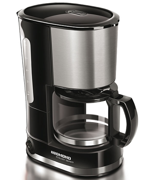 Redmond RCM-M1507 кофеваркаRCM-M1507 Redmond RCM-M1507 кофеваркаRCM-M1507Кофеварка Redmond RCM-M1507 – новинка с безупречным строгим дизайном, само воплощение высокого искусства кофеварения. Технологичная модель предназначена для приготовления кофе капельным методом. Благодаря компактным размерам её можно использовать и дома на кухне, и взять с собой в путешествие. Кофеварка Redmond RCM-M1507 обладает функцией поддержания температуры, которая позволит сохранить напиток горячим в течение долгого времени. Благодаря противокапельной системе, препятствующей попаданию жидкости на столик с подогревом, можно легко перелить кофе в чашку, не дожидаясь окончания полного цикла приготовления. Redmond RCM-M1507 имеет прочный кувшин из термостойкого стекла и съёмный многоразовый фильтр. Также в данном приборе предусмотрена возможность использования бумажных фильтров. Вы в полной мере ощутите превосходство этого богатого аромата свежесваренного кофе! Длина электрошнура: 0,7 м Объем кувшина: 0,6 л