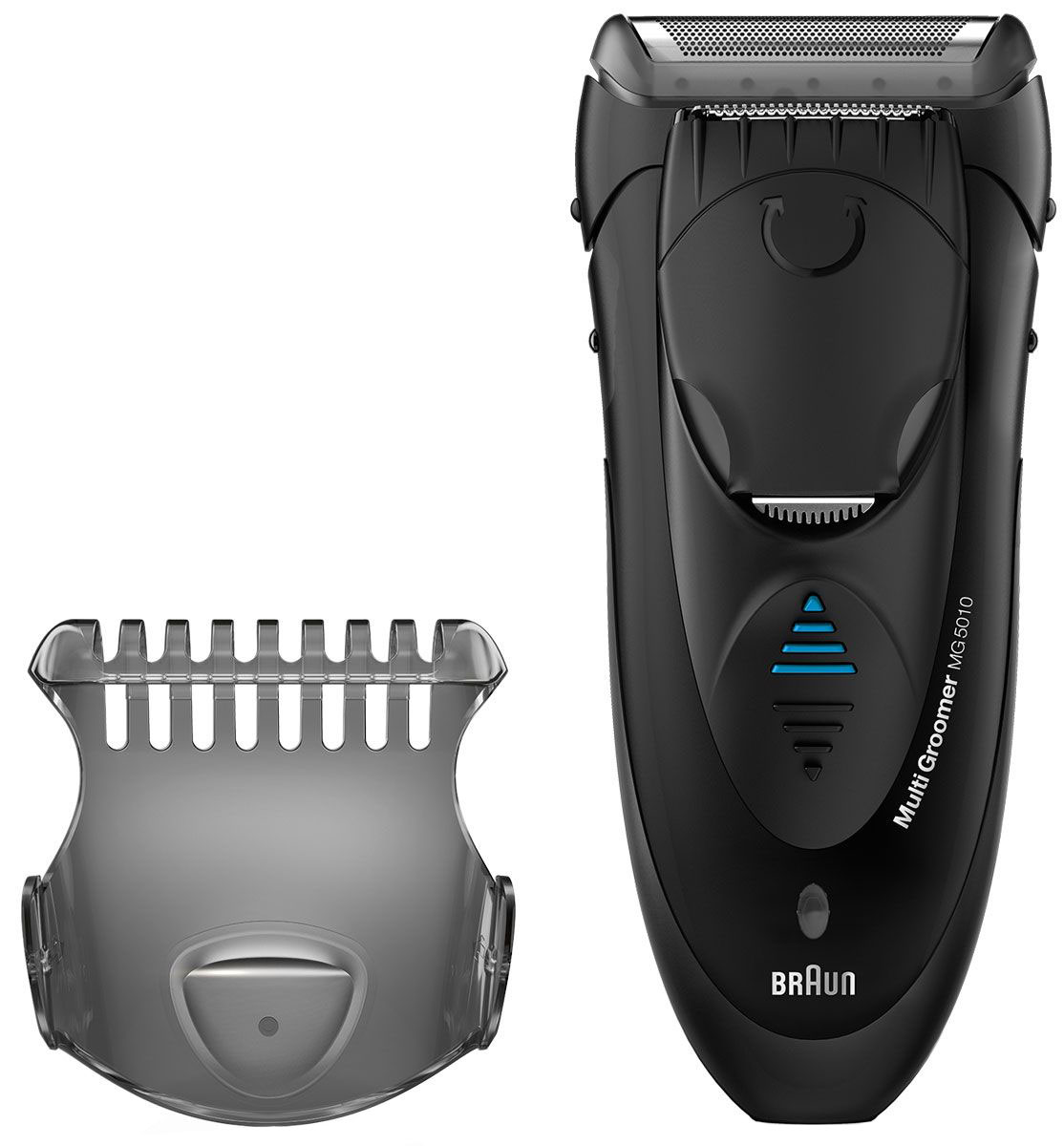 Braun MG 5010 Wet & Dry электробритва81519177 Braun MG 5010 Wet & Dry электробритва81519177Триммер Braun MG 5010 – это удобный инструмент, который поможет вам создать собственный неповторимый стиль и подчеркнет вашу индивидуальность. Он прост и понятен в эксплуатации, с ним легко воплощать в жизнь разные образы: вы можете добиться идеально гладкой кожи или придать форму бородке. В комплекте к триммеру вы найдете специальный гребень – насадку для создания эффекта трехдневной щетины. Широкая бреющая головка с сеткой SmartFoil гарантирует, что процесс бритья будет быстрым и максимально эффективным. Двойной триммер: Если вы хотите поэкспериментировать и попробовать моделировать растительность на лице, стоит купить MG5010. Он имеет двойной триммер для моделирования, который выдвигается одним легким движением. Широкая сторона помогает быстро обрабатывать большие участки щетины, а более узкая идеально подходит для очерчивания точных контуров. Эргономичный корпус прибора комфортно лежит в руке во время работы, вы можете легко маневрировать...