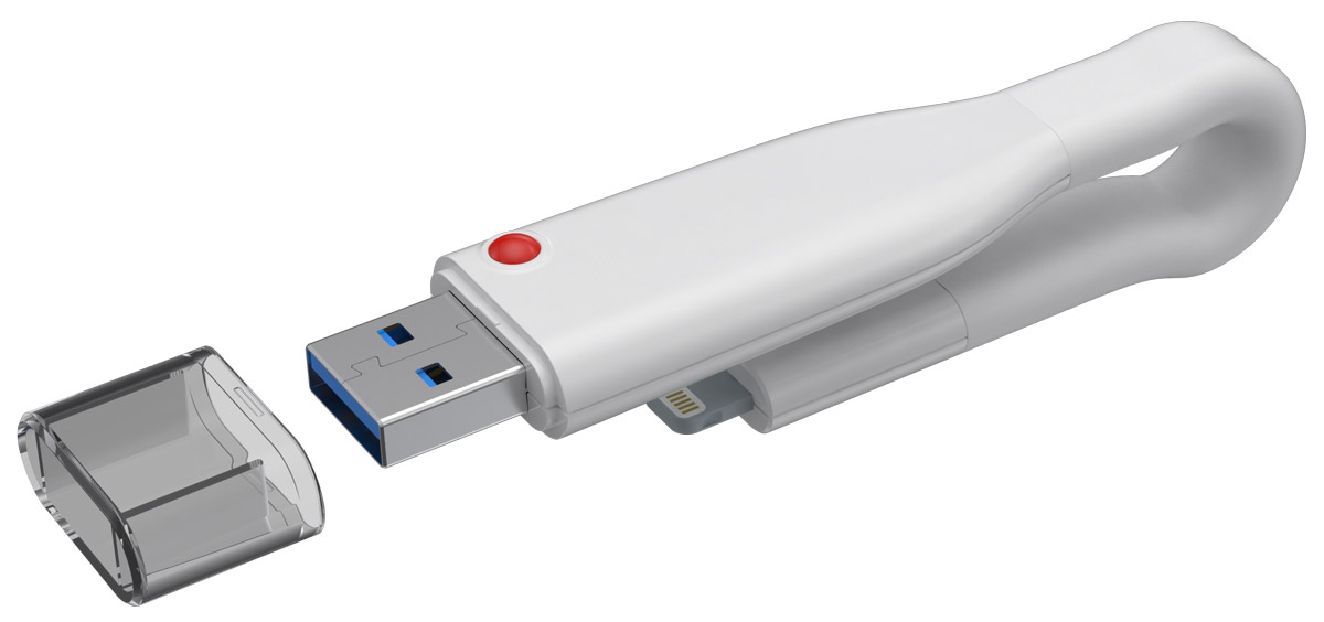 Emtec T500 32GB, White USB-накопительECMMD32GT503 Emtec T500 32GB, White USB-накопительECMMD32GT503Ультра-быстрый накопитель Emtec T500 с двухсторонним коннектором USB 3.0 и Lightning. Оцените уникальный, продуманный до мельчайших деталей дизайн. Делайте фотографии и видео прямо на USB-накопитель. Скачивайте видео или музыку прямо с накопителя на ваш iPad или iPhone. Легко делитесь своими файлами через e-mail, MMS или социальные сети. В мгновение ока сохраняйте ваши файлы в облако (Dropbox, Google Drive, и т.д.). Используйте гибкий мягкий кабель, позволяющий прикрепить Emtec T500 к связке ключей, петле для ремня, сумке или кошельку. Скорость чтения Lightning: 20 МБ/сек Скорость записи Lightning: 10 МБ/сек Совместимость: iPhone 5/5s/5c, 6 /6 Plus, 6s/6s Plus, iPad 4, iPad Air/Air 2, iPad mini/mini 2/mini 3, iPad Pro, iPod Touch 5 и 6 поколения