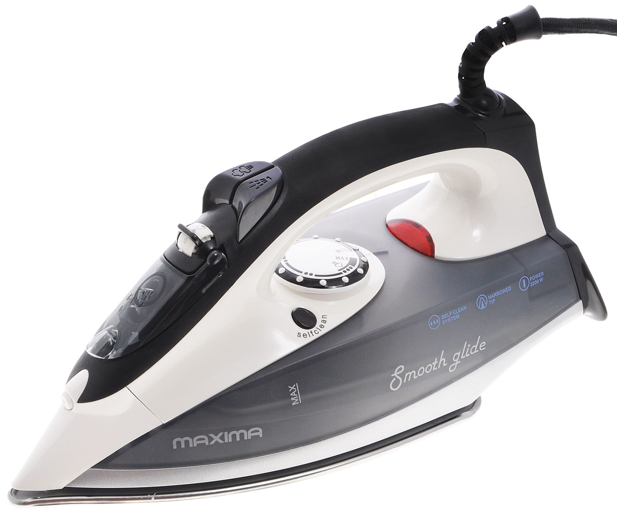 Maxima MI-S112, Gray утюгMI-S112_Gray Maxima MI-S112, Gray утюгMI-S112_GrayУтюг Maxima MI-S112 - идеальный выбор для людей, которые ценят свое время и предпочитают делать домашние дела легко и непринужденно! Благодаря подошве из нержавеющей стали, утюг идеально скользит по ткани и без труда разглаживает даже самые сложные складки. Вместительный резервуар для воды обеспечивает долгую непрерывную работу с паром. Крышка резервуара снабжена надежным силиконовым уплотнителем, который предотвращает расплескивание воды в процессе глажения.