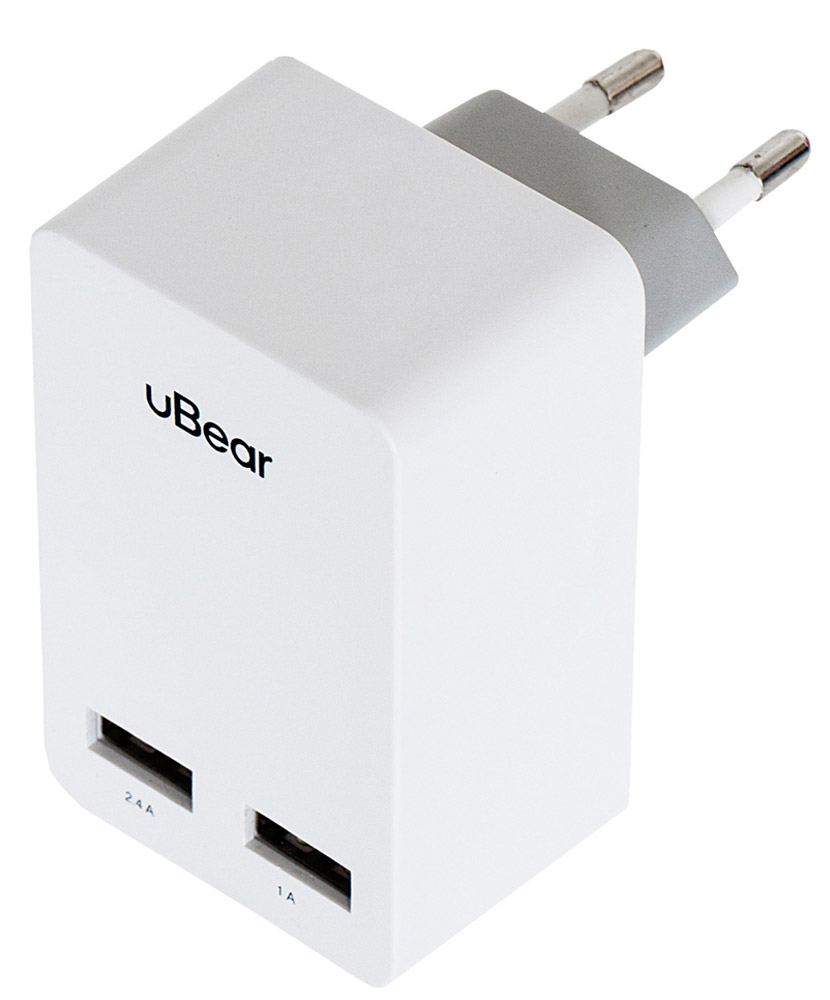 uBear 2 USB Wall Charger 3.4 А, White cетевое зарядное устройствоWC02WH01-AD uBear 2 USB Wall Charger 3.4 А, White cетевое зарядное устройствоWC02WH01-ADЗарядное устройство uBear 2 USB Wall Charger 3.4 А предназначено для заряда батареи мобильных телефонов, смартфонов и других цифровых устройств через USB от сети 100-240В. Он подходит для розетки европейского стандарта, тем самым устройство можно подключить к большинству розеток. Выходные параметры адаптера достаточны для питания различных типов портативной электроники. USB1 - 2,4А USB2 - 1А