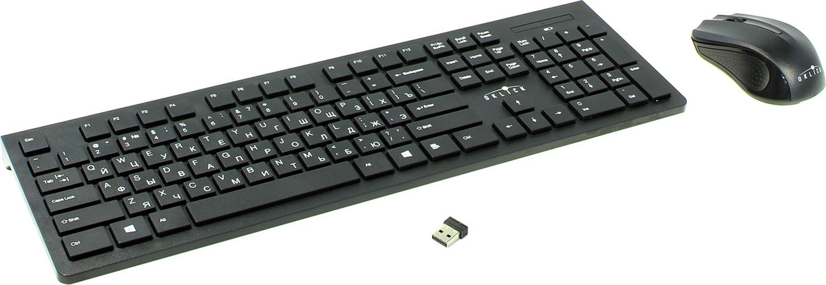 Oklick 250M, Black мышь + клавиатураMK5301 Oklick 250M, Black мышь + клавиатураMK5301Комплект из беспроводной клавиатуры и мыши Oklick 250M позволяет работать продолжительное время, используя один комплект батареек. Компьютерная мышь имеет высокое разрешение и подходит как для игр, так и для офисной работы.