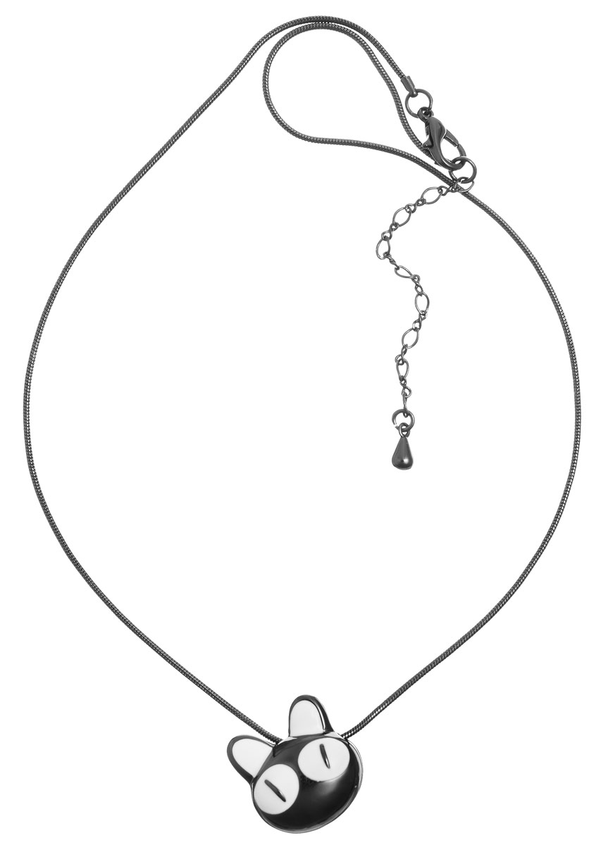 Колье Art-Silver, цвет: антрацитовый, белый. 004673-001-604004673-001-604 Колье Art-Silver, цвет: антрацитовый, белый. 004673-001-604004673-001-604Стильное колье Art-Silver выполнено из бижутерного сплава. Колье представляет собой цепочку оригинального плетения, которая дополнена подвеской в виде мордашки кота. Подвеска дополнена вставками из эмали. Изделие застегивается на замок-карабин с регулирующей длину цепочкой. Стильное колье станет оригинальным аксессуаром, как для повседневного, так и для вечернего наряда, оно подчеркнет вашу индивидуальность и неповторимый стиль.