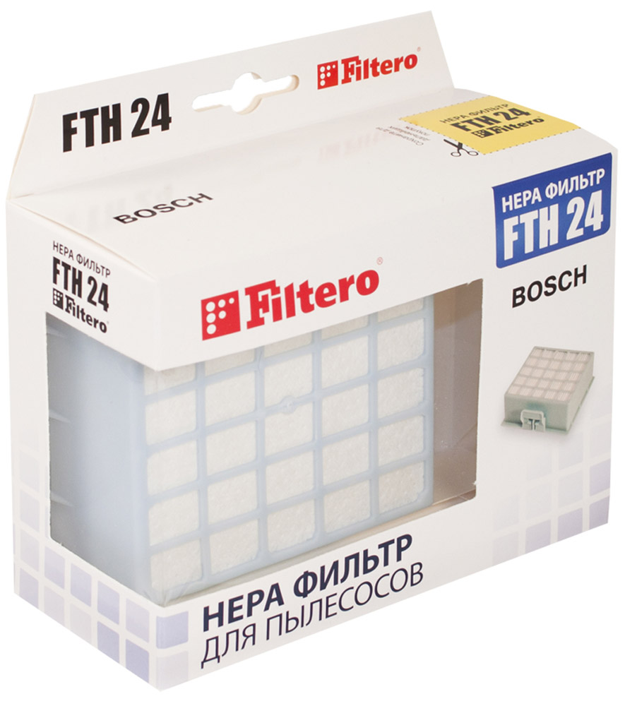 Filtero FTH 24 BSH фильтр для пылесосов Bosch & SiemensFTH 24 Filtero FTH 24 BSH фильтр для пылесосов Bosch & SiemensFTH 24Немоющийся фильтр Filtero FTH 24 уровня фильтрации НЕРА Н 12 препятствует выходу мельчайших частиц пыли и аллергенов из пылесоса в помещение. Он подлежит замене согласно рекомендации производителя пылесосов - не реже одного раза за 6 месяцев.
