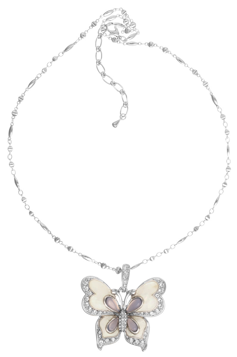 Колье Art-Silver, цвет: серебристый. MS05618N-R-A-1836MS05618N-R-A-1836 Колье Art-Silver, цвет: серебристый. MS05618N-R-A-1836MS05618N-R-A-1836Великолепное колье Art-Silver выполнено из бижутерного сплава. Колье представляет собой цепочку оригинального плетения, которая дополнена подвеской в виде бабочки. Подвеска украшена стразами, вставками из перламутра и эмали. Изделие застегивается на замок-карабин с регулирующей длину цепочкой. Изысканное колье станет оригинальным аксессуаром, как для повседневного, так и для вечернего наряда, оно подчеркнет вашу индивидуальность и неповторимый стиль.