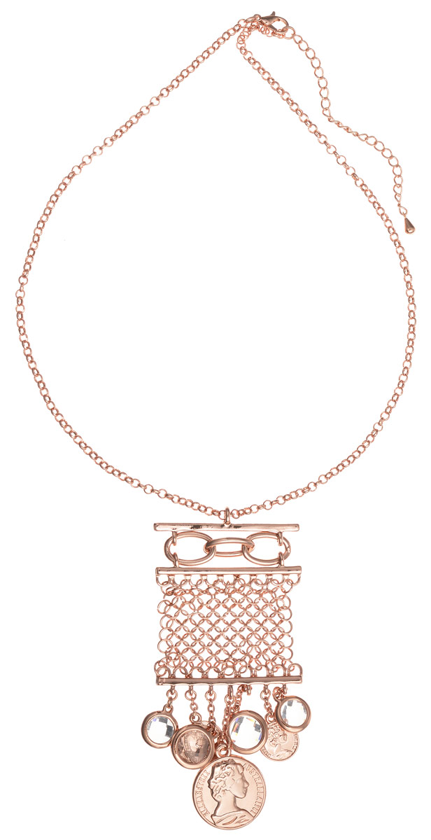 Колье Art-Silver, цвет: золотой. MS05674N-RG-A-2345MS05674N-RG-A-2345 Колье Art-Silver, цвет: золотой. MS05674N-RG-A-2345MS05674N-RG-A-2345Стильное колье Art-Silver изготовлено из бижутерийного сплава с позолотой. Центральная часть изделия оформлена подвижным декоративным элементом, который дополнен подвесками в виде старинных монет и граненых кристаллов. Колье застегивается на практичный замок-карабин, длина изделия регулируется за счет дополнительных звеньев. В комплекте с украшением поставляется мешочек для хранения с фирменной символикой. Колье Art-Silver поможет дополнить любой образ и привнести в него завершающий штрих.