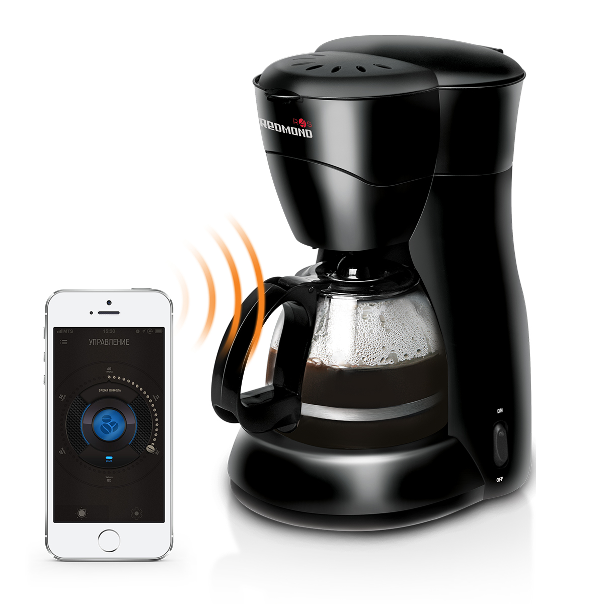 Redmond RCM-1508S кофеваркаRCM-1508S Redmond RCM-1508S кофеваркаRCM-1508SRedmond RCM-1508S - уникальная инновационная модель в премиальном дизайне с богатой функциональностью и с дистанционным управлением через мобильное приложение Ready For Sky с доступной функцией включения и выключения. Этот совершенный прибор подарит возможность наслаждаться великолепным свежесваренным кофе, ультралёгким контролем и высокоэффективной работой. Кофеварка с корпусом из нержавеющей стали и пластика и кувшином из прочного термостойкого стекла может управляться на расстоянии с экрана смартфона. Приложение R4S позволяет активировать и деактивировать устройство. Весьма полезными будут функции автоотключения и подогрева кувшина. Redmond RCM-1508S является безопасным и надёжным аппаратом, так как модель оснащена тремя степенями защиты и современным съёмным фильтром. Эта смарт кофеварка не будет протекать. Самое важное, вы сможете включить и отключить кофеварку со своего телефона! Минимальная поддерживаемая версия ОС: Android 4.3...