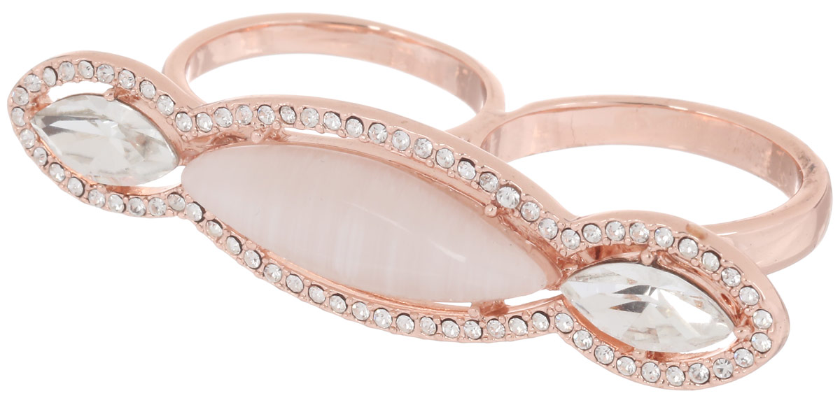 Кольцо на два пальца Art-Silver, цвет: золотистый. 066593-801-1202. Размер 18,5066593-801-1202 Кольцо на два пальца Art-Silver, цвет: золотистый. 066593-801-1202. Размер 18,5066593-801-1202Великолепное кольцо на два пальца Art-Silver изготовлено из бижутерного сплава с покрытием из золота 0,01 мкрн. Изделие надевается на два средний пальца и дополнено цирконами и натуральным камнем кошачий глаз. Стильное кольцо придаст вашему образу изюминку и подчеркнет индивидуальность.