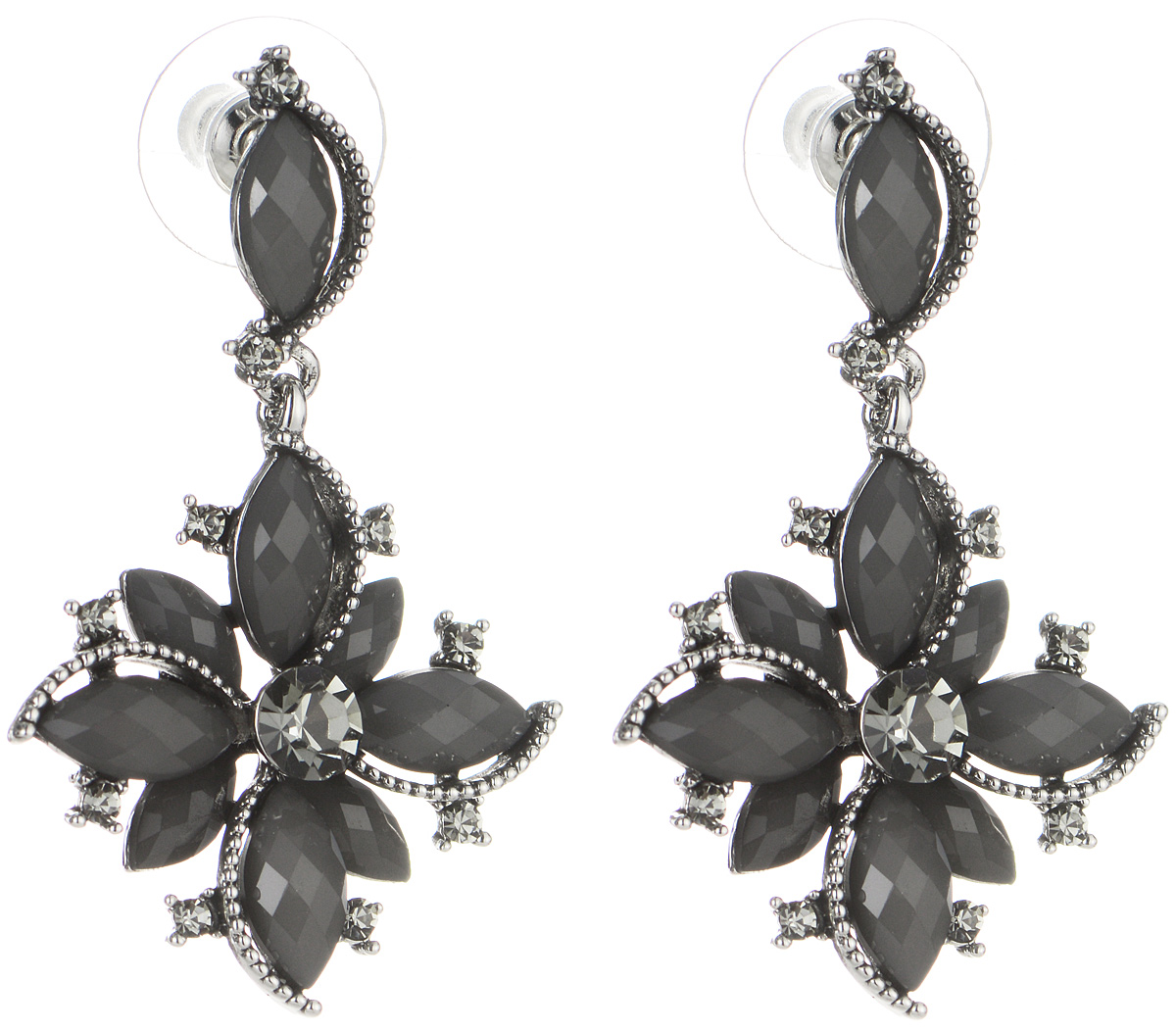 Серьги Art-Silver, цвет: серый. 29733-2-55129733-2-551 Серьги Art-Silver, цвет: серый. 29733-2-55129733-2-551Оригинальные серьги Art-Silver выполнены из бижутерного сплава, с легкостью завершат ваш образ. В качестве основы украшения использован замок-гвоздик с фиксаторами из металла и пластика. Серьги дополнены оригинальными подвесками с цирконами и элементами из пластика, имитирующими натуральный камень. Стильные серьги придадут вашему образу изюминку, подчеркнут красоту и изящество вечернего платья или преобразят повседневный наряд.