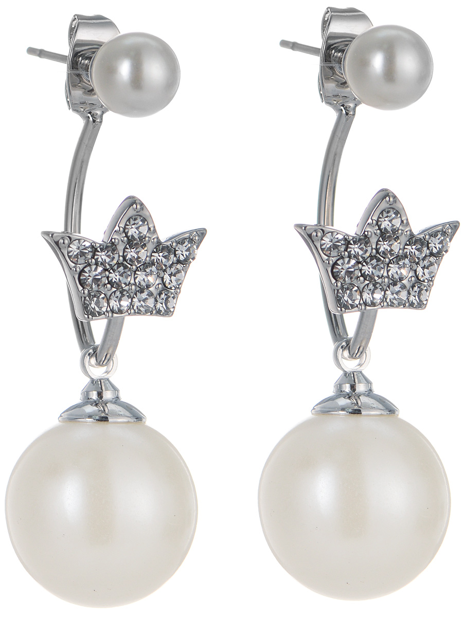 Серьги Art-Silver, цвет: серебряный, белый. 29675-52529675-525 Серьги Art-Silver, цвет: серебряный, белый. 29675-52529675-525Оригинальные серьги Art-Silver выполнены из бижутерного сплава, с легкостью завершат ваш образ. В качестве основы украшения использован замок-гвоздик с фиксаторами из металла, украшенный бусиной жемчуга. Серьги дополнены оригинальной подвеской из жемчуга майорика и инкрустированы цирконами. Стильные серьги придадут вашему образу изюминку, подчеркнут красоту и изящество вечернего платья или преобразят повседневный наряд.