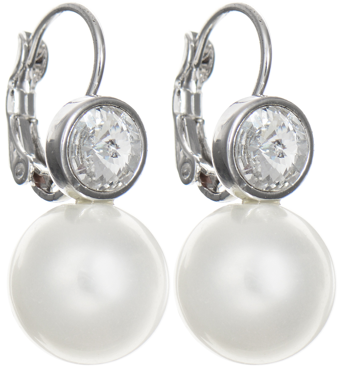 Серьги Art-Silver, цвет: серебристый, белый. 16285-64016285-640 Серьги Art-Silver, цвет: серебристый, белый. 16285-64016285-640Оригинальные серьги Art-Silver, выполнены из бижутерного сплава. Изделие оформлено круглой подвеской, украшенной кубическим цирконием. Низ элемента дополнен искусственной жемчужиной белого цвета. В качестве основы украшения использован замок-петля. Стильные серьги придадут вашему образу изюминку, подчеркнут красоту и изящество вечернего платья или преобразят повседневный наряд.
