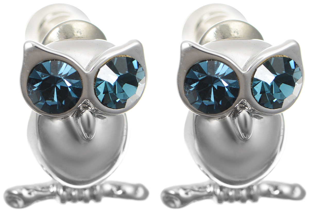 Серьги-пуссеты Art-Silver, цвет: серебристый, темно-синий. 25264-28225264-282 Серьги-пуссеты Art-Silver, цвет: серебристый, темно-синий. 25264-28225264-282Великолепные серьги-пуссеты Art-Silver не оставят равнодушной ни одну любительницу изысканных и необычных украшений. Изделие изготовлено из бижутерного сплава с покрытием под серебро, в виде совы. Украшение декорировано кубическим цирконием темно-синего цвета. Удобная застежка-гвоздик с металлической задвижкой обеспечивает надежное удержание серьги. Такие серьги позволят с легкостью воплотить самую смелую фантазию и создать собственный, неповторимый образ.