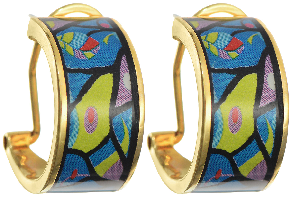 Серьги Art-Silver, цвет: золотой, черный, голубой. ФС112-1-420ФС112-1-420 Серьги Art-Silver, цвет: золотой, черный, голубой. ФС112-1-420ФС112-1-420Оригинальные серьги Art-Silver, выполнены из бижутерного сплава с покрытием под золото. Изделие застегивается на удобный итальянский замок. Изделие оформлено оригинальным принтом и покрыто эмалью. Изысканные серьги станут модным аксессуаром как для повседневного наряда, они подчеркнет вашу индивидуальность и неповторимый стиль, и помогут создать незабываемый уникальный образ.