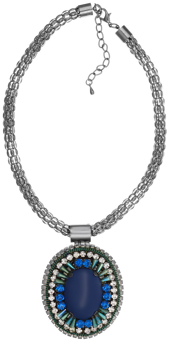 Колье Art-Silver, цвет: серебряный, синий, зеленый. ЗЛ42-733ЗЛ42-733 Колье Art-Silver, цвет: серебряный, синий, зеленый. ЗЛ42-733ЗЛ42-733Колье современного дизайна Art-Silver изготовлено из бижутерийного слава и полимерного материала. Центральная часть колье дополнена массивной подвеской овальной формы, которая инкрустирована полудрагоценными и искусственными камнями. Колье застегивается на замок-карабин, длина изделия регулируется за счет дополнительных звеньев. В комплекте с украшением поставляется мешочек для хранения с фирменной символикой. Колье Art-Silver поможет дополнить любой образ и привнести в него завершающий штрих.