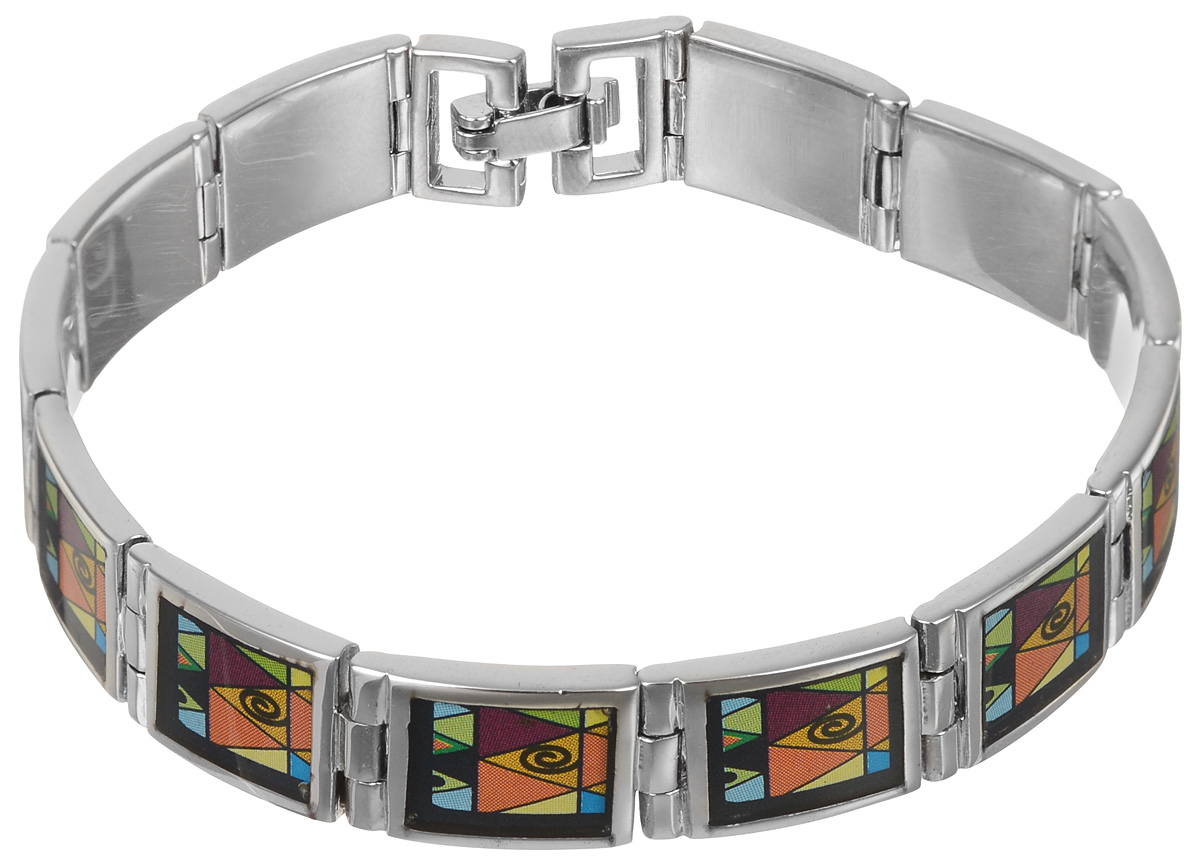 Браслет Art-Silver, цвет: серебряный, черный, оранжевый. ФБ370-490ФБ370-490 Браслет Art-Silver, цвет: серебряный, черный, оранжевый. ФБ370-490ФБ370-490Шикарный женский браслет Art-Silver выполнен из бижутерного сплава. Изделие состоит из скрепленных звеньев, покрытых эмалью и дополненных ярким принтом. Браслет застегивается при помощи замка-пряжки, благодаря которому браслет легко снимать и надевать. Это стильное украшение элегантно завершит модный образ и подчеркнет ваш утонченный вкус.