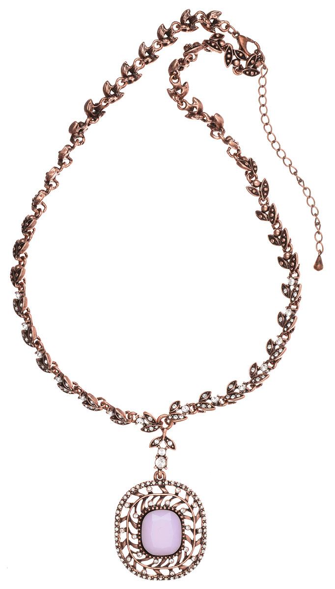 Колье Art-Silver, цвет: бронзовый, розовый. MS05359N-OC-A-1956MS05359N-OC-A-1956 Колье Art-Silver, цвет: бронзовый, розовый. MS05359N-OC-A-1956MS05359N-OC-A-1956Стильное колье Art-Silver выполнено из бижутерного сплава с покрытием под бронзу. Колье представляет собой цепочку оригинального плетения в виде лепестков, которая украшена кубическим цирконием и дополнена массивной подвеской округлой формы. Подвеска инкрустирована кубическим цирконием и в центре дополнена вставкой из ювелирного пластика, имитирующего натуральный камень. Изделие застегивается на замок-карабин с регулирующей длину цепочкой. Стильное колье станет оригинальным аксессуаром, как для повседневного, так и для вечернего наряда, оно подчеркнет вашу индивидуальность и неповторимый стиль.