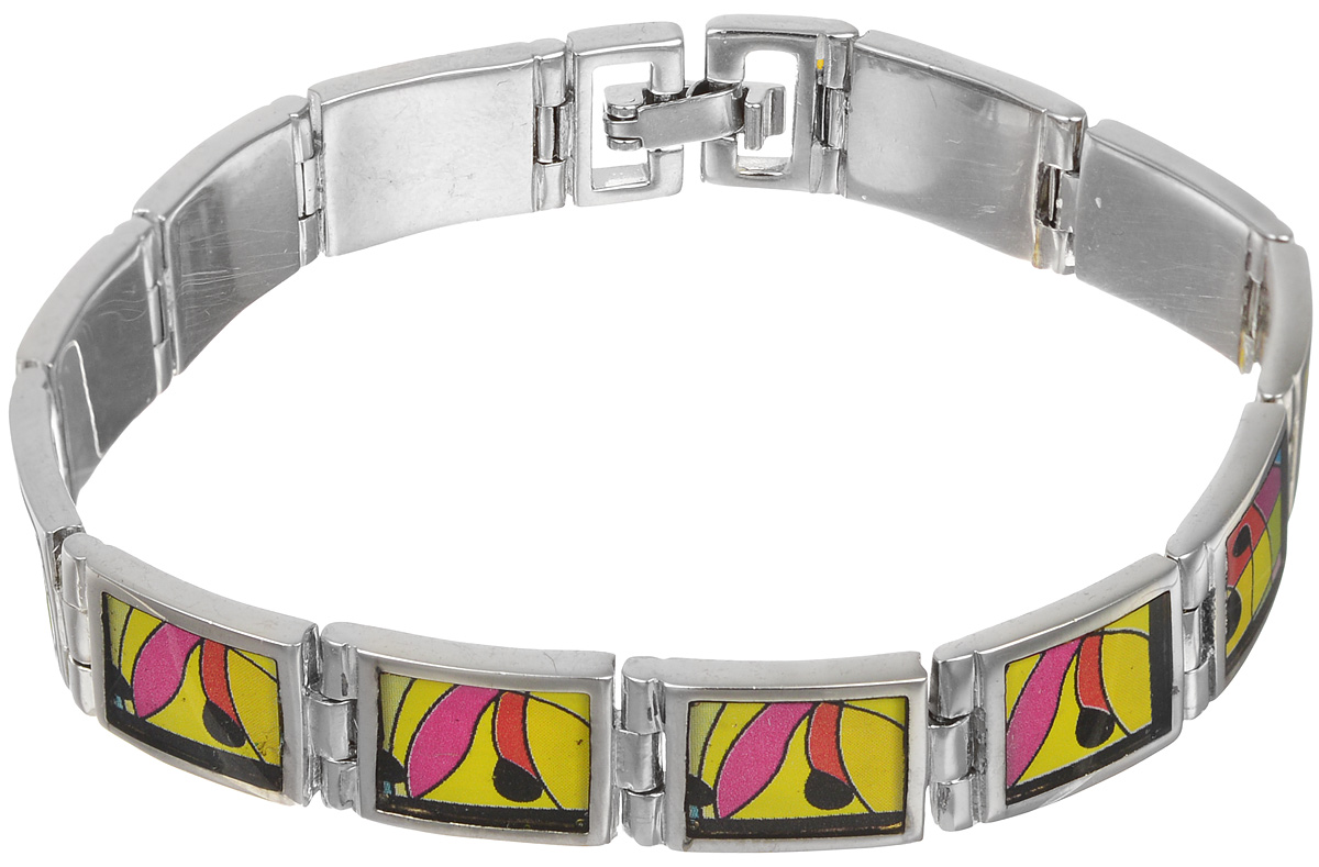 Браслет Art-Silver, цвет: серебристый, желтый, розовый. ФБ300-490ФБ300-490 Браслет Art-Silver, цвет: серебристый, желтый, розовый. ФБ300-490ФБ300-490Шикарный женский браслет Art-Silver выполнен из бижутерного сплава. Изделие состоит из скрепленных звеньев, оформленных эмалиевым покрытием с ярким неповторимым орнаментом. Браслет застегивается при помощи застежки-пряжки, благодаря которой браслет легко снимать и надевать. Это стильное украшение элегантно завершит модный образ и подчеркнет ваш утонченный вкус.