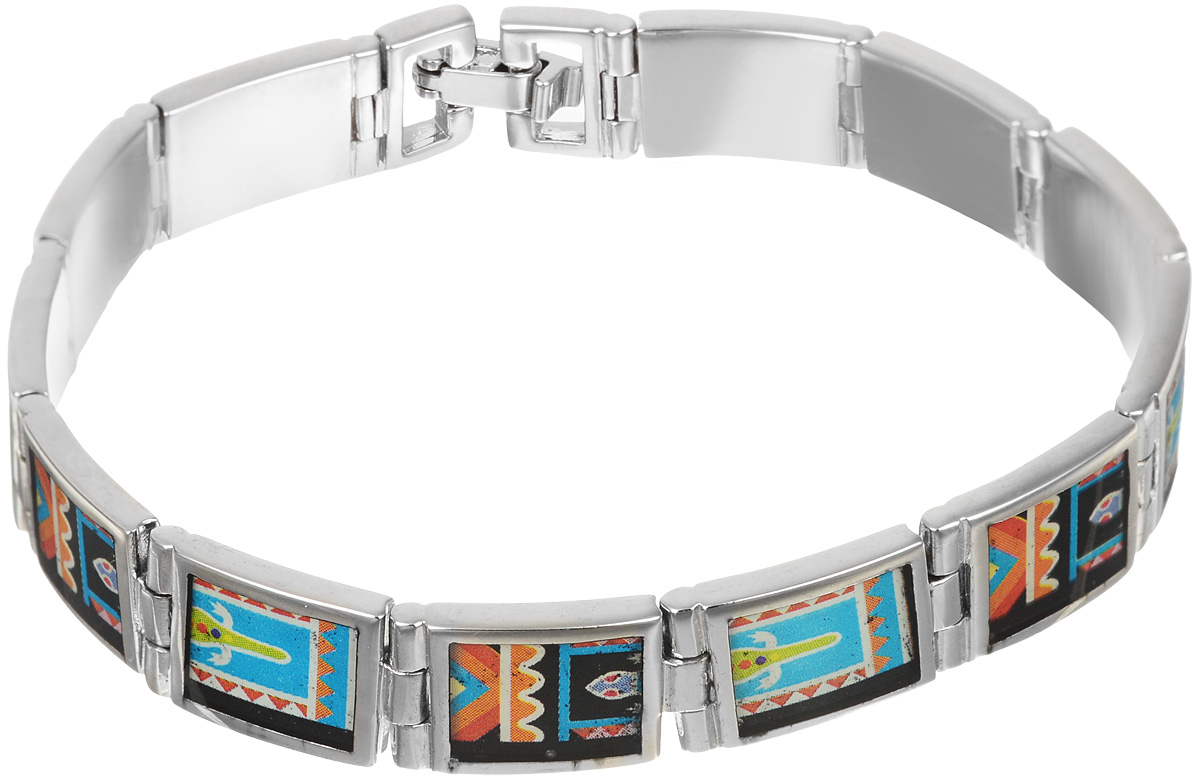 Браслет Art-Silver, цвет: серебряный, мультиколор. ФБ340-490ФБ340-490 Браслет Art-Silver, цвет: серебряный, мультиколор. ФБ340-490ФБ340-490Шикарный женский браслет Art-Silver выполнен из бижутерного сплава. Изделие состоит из скрепленных звеньев, оформленных эмалиевым покрытием с ярким неповторимым орнаментом. Браслет застегивается при помощи застежки-клипсы, благодаря которой браслет легко снимать и надевать. Это стильное украшение элегантно завершит модный образ и подчеркнет ваш утонченный вкус.