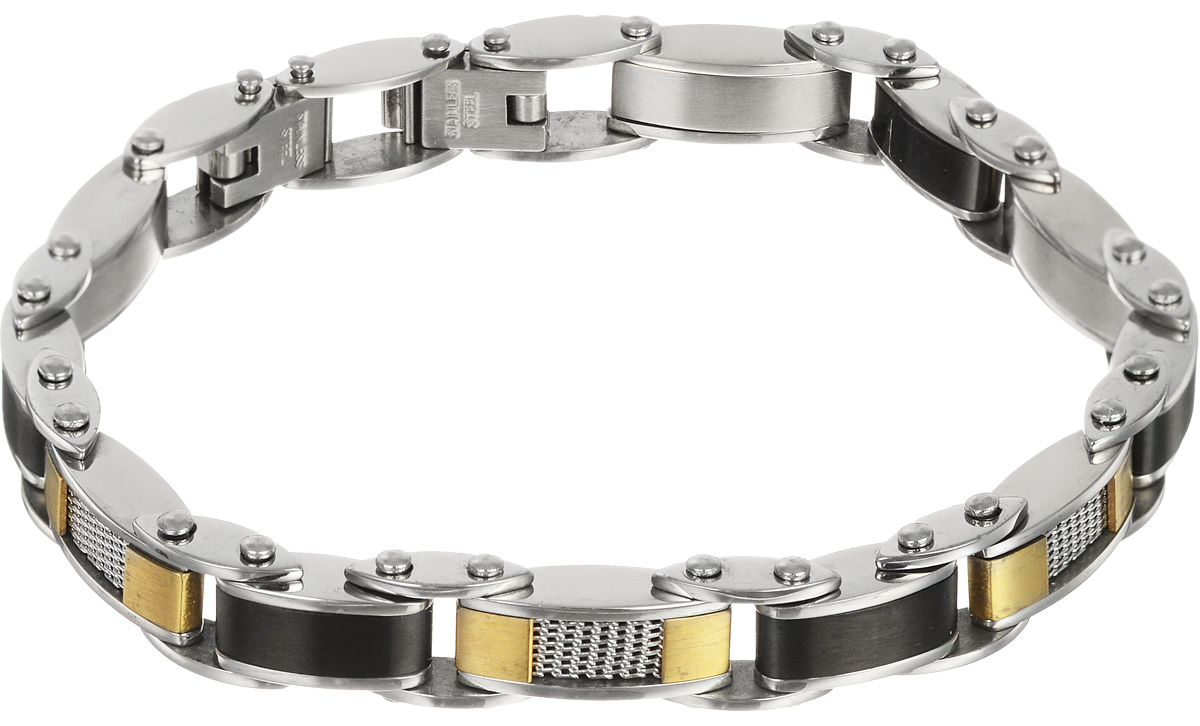 Браслет Art-Silver, цвет: серебристый, золотистый, черный. B13-954B13-954 Браслет Art-Silver, цвет: серебристый, золотистый, черный. B13-954B13-954Лаконичный браслет выполнен из бижутерного сплава, керамики и стали. Браслет застегивается при помощи замка-пряжки, благодаря которой браслет легко снимать и надевать. Необычный браслет блестяще подчеркнет ваш изысканный вкус и поможет внести разнообразие в привычный образ.