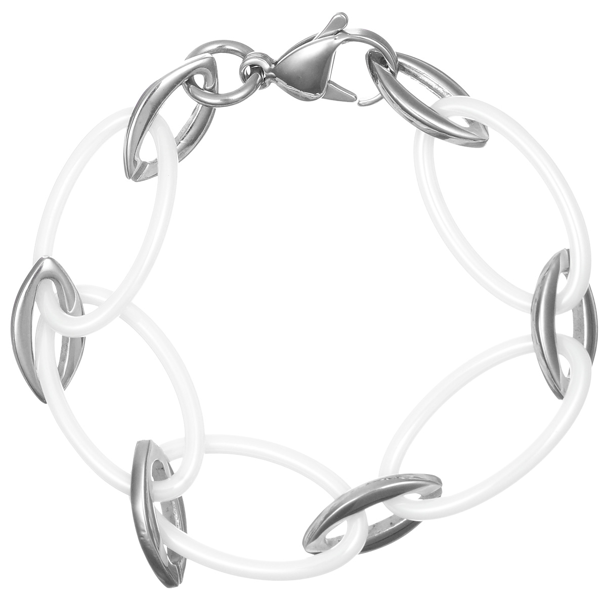 Браслет Art-Silver, цвет: серебристый, белый. КБ5137-674. Размер 18КБ5137-674 Браслет Art-Silver, цвет: серебристый, белый. КБ5137-674. Размер 18КБ5137-674Лаконичный женский браслет Art-Silver выполнен из бижутерного сплава, стали и керамики. Модель выполнена в виде соединенных овальных звеньев. Браслет застегивается при помощи застежки-карабина, благодаря которой браслет легко снимать и надевать. Необычный браслет блестяще подчеркнет ваш изысканный вкус и поможет внести разнообразие в привычный образ.