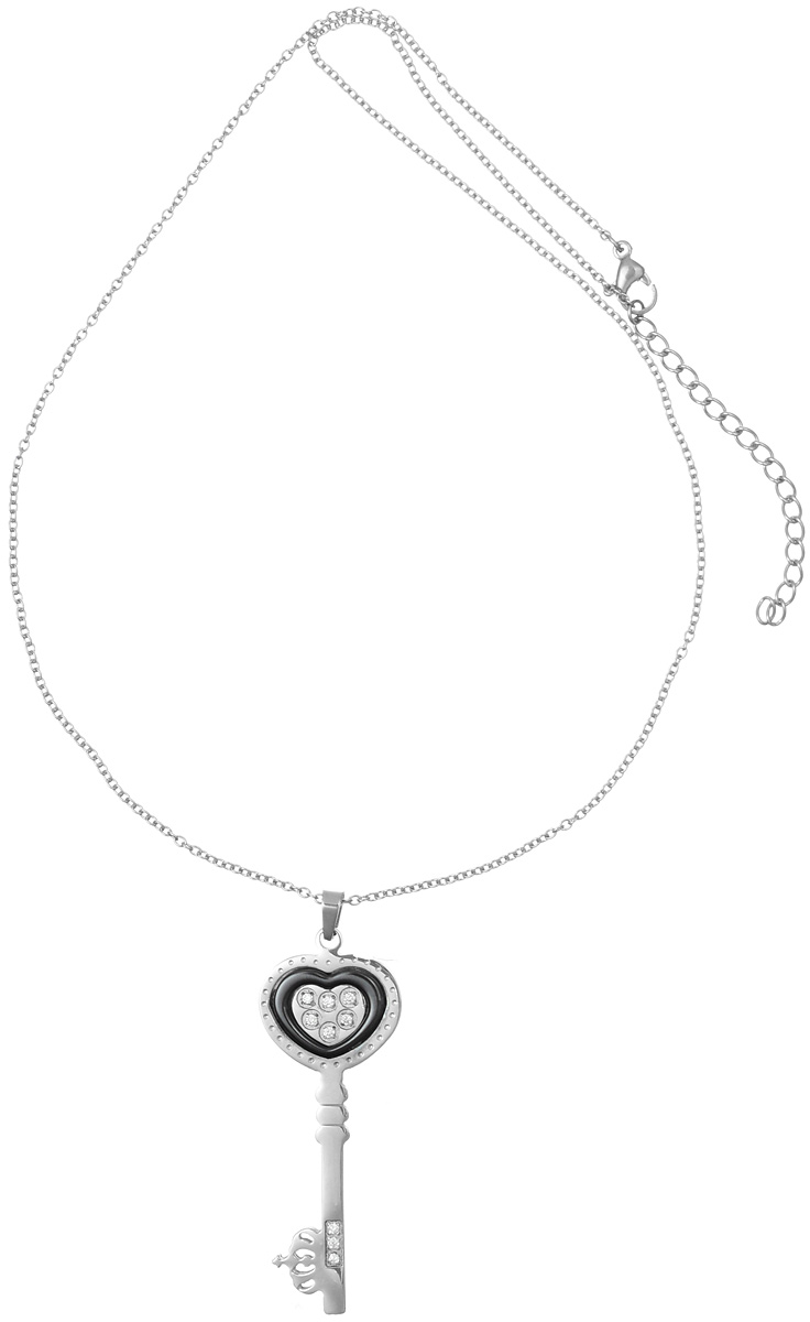 Колье Art-Silver, цвет: серебряный. КЧ0911-821КЧ0911-821 Колье Art-Silver, цвет: серебряный. КЧ0911-821КЧ0911-821Стильное колье Art-Silver не оставит равнодушной ни одну любительницу модных и необычных украшений. Колье представляет собой тонкую цепочку с оригинальным плетением, дополненную подвеской в виде ключа. Подвеска дополнена вставкой из керамики черного цвета и украшена кубическим цирконием. Колье имеет надежную застежку-карабин с регулирующей длину цепочкой. Такое украшение позволит вам с легкостью воплотить самую смелую фантазию и создать собственный, неповторимый образ.