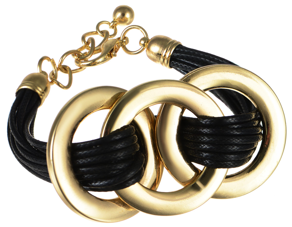 Браслет Art-Silver, цвет: черный, золотистый. 141114-11Black-378141114-11Black-378 Браслет Art-Silver, цвет: черный, золотистый. 141114-11Black-378141114-11Black-378Лаконичный женский браслет выполнен из бижутерного сплава и текстиля в виде нескольких шнурков, пропущенных сквозь металлические кольца. Браслет застегивается при помощи застежки-карабина с регулирующей длину цепочкой, благодаря которой браслет легко снимать и надевать. Необычный браслет блестяще подчеркнет ваш изысканный вкус и поможет внести разнообразие в привычный образ.