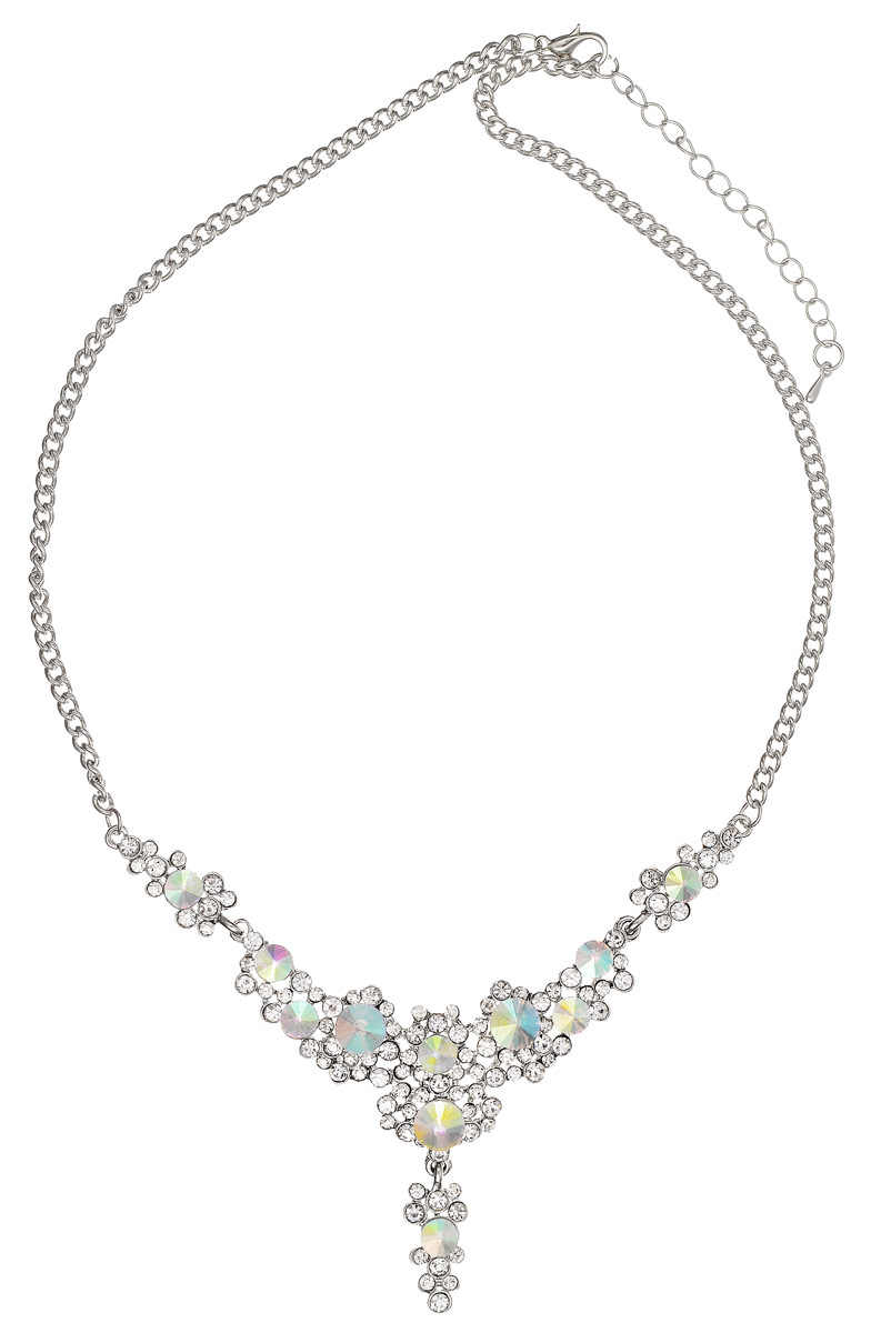 Колье Fashion House, цвет: серебряный. FH32183FH32183 Колье Fashion House, цвет: серебряный. FH32183FH32183Стильное колье Fashion House не оставит равнодушной ни одну любительницу модных и необычных украшений. Колье представляет собой тонкую цепочку с оригинальным плетением, дополненную массивной подвеской. Подвеска выполнена из металла, в виде изящной композиции украшенной стразами разных размеров. Колье имеет надежную застежку-карабин с регулирующей длину цепочкой. Такое украшение позволит вам с легкостью воплотить самую смелую фантазию и создать собственный, неповторимый образ.