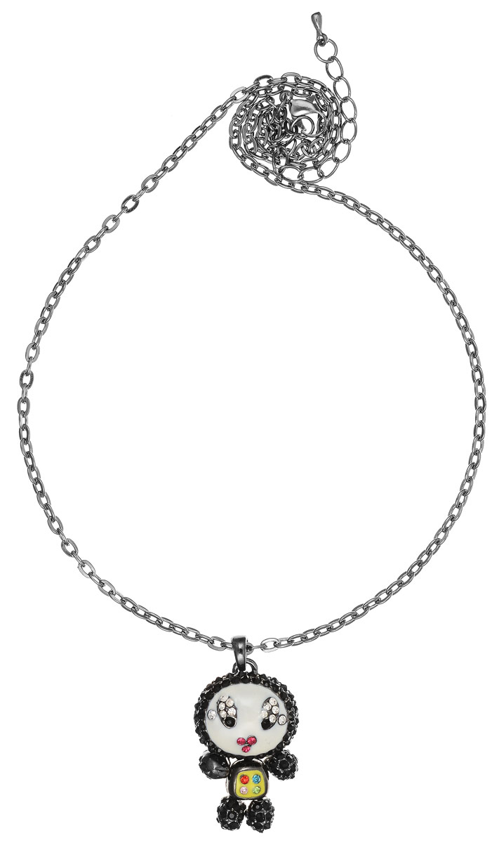 Колье Fashion House, цвет: серебряный, черный, белый. FH25962FH25962 Колье Fashion House, цвет: серебряный, черный, белый. FH25962FH25962Стильное колье Fashion House не оставит равнодушной ни одну любительницу модных и необычных украшений. Колье представляет собой тонкую цепочку с оригинальным плетением, дополненную изящной подвеской в виде человечка. Подвеска выполнена из металла, имеет подвижные элементы, покрыта разноцветной эмалью и украшена стразами. Колье имеет надежную застежку-карабин с регулирующей длину цепочкой. Такое украшение позволит вам с легкостью воплотить самую смелую фантазию и создать собственный, неповторимый образ.