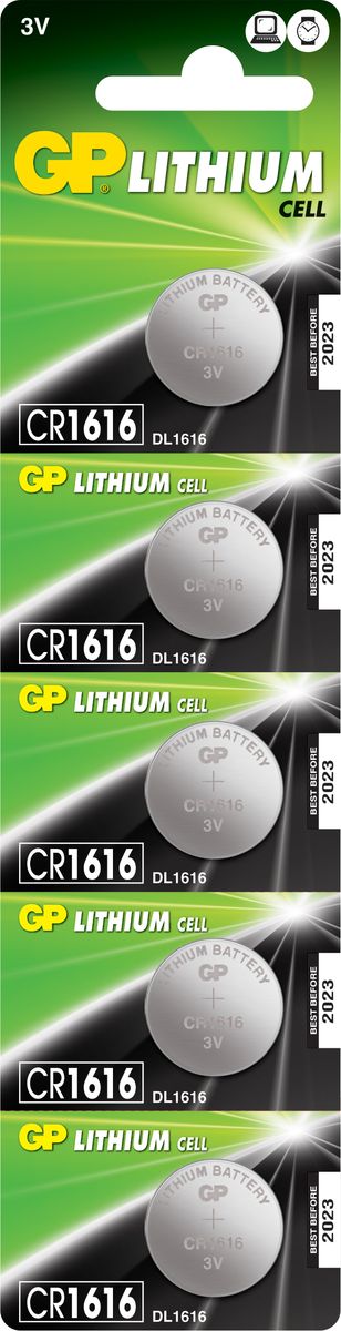 Набор литиевых батареек GP Batteries, тип СR1616, 3В, 5 шт3191 Набор литиевых батареек GP Batteries, тип СR1616, 3В, 5 шт3191Литиевые элементы питания GP показывают великолепный результат в профессиональных приборах, а также в устройствах с высоким потреблением энергии. Они идеальны для медицинских приборов и отлично работают в экстремальных погодных условиях. * Лучшее решение для профессиональных и медицинских приборов * На 40% легче обычных батареек * Демонстрируют превосходный результат при экстремальных погодных условиях (от -40°C до 60°C) * Встроенная система защиты * Длительный срок хранения (10 лет)