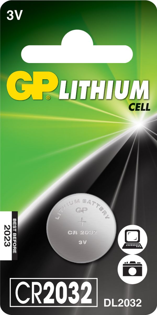 Батарейка литиевая GP Batteries, тип СR2032, 3В, 1 шт8984 Батарейка литиевая GP Batteries, тип СR2032, 3В, 1 шт8984Литиевые элементы питания GP показывают великолепный результат в профессиональных приборах, а также в устройствах с высоким потреблением энергии. Они идеальны для медицинских приборов и отлично работают в экстремальных погодных условиях. * Лучшее решение для профессиональных и медицинских приборов * На 40% легче обычных батареек * Демонстрируют превосходный результат при экстремальных погодных условиях (от -40°C до 60°C) * Встроенная система защиты * Длительный срок хранения (10 лет)