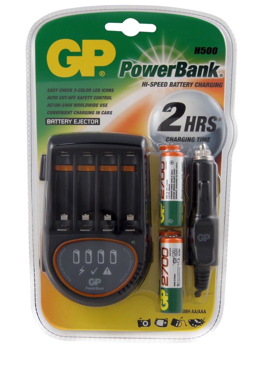 Зарядное устройство GP Batteries для заряда 4-х аккумуляторов типа АА, ААА + комплект из 4-х аккумуляторов NiMh, 2700 mAh, тип АА + автомобильный адаптер9295 Зарядное устройство GP Batteries для заряда 4-х аккумуляторов типа АА, ААА + комплект из 4-х аккумуляторов NiMh, 2700 mAh, тип АА + автомобильный адаптер9295Двигаясь вперед вместе с быстро развивающимся миром высоких технологий, мы создали полный ассортимент интеллектуальных зарядных устройств PowerBank серии Premium и Fast Charger, предназначенных для более профессиональных перезаряжаемых аккумуляторов. Сверхбыстрые, безопасные, обладающие функциями интеллектуального заряда, предоставляют активным пользователям энергоемких приборов, таких как фотоаппараты, игровые приставки и другие цифровые устройства, не отставать от всеобщего высокого ритма жизни. * Индивидуальный индикатор статуса заряда для каждого аккумулятора * Контроль исправности аккумуляторов и защита от заряда первичных элементов питания * Удобство для путешественников: используются по всему миру, а также в автомобиле (опционно имеется адаптер для заряда в автомобиле) * Безопасный заряд * Непрерывный подзаряд: аккумуляторы всегда полностью заряжены * Достаточно 2 часов для заряда 2-х никель-металлгидридных аккумуляторов * Индивидуальные каналы заряда, позволяющие заряжать от...