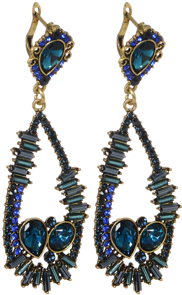 Серьги Fashion House, цвет: бронза, синий, бирюзовый. FH33020FH33020 Серьги Fashion House, цвет: бронза, синий, бирюзовый. FH33020FH33020Элегантные серьги Fashion House, выполненные из металлического сплава, с легкостью завершат ваш образ. Серьги инкрустированы стразами и дополнены крупными подвесками каплевидной формы. В качестве основы украшения использован английский замок. Серьги Fashion House придадут вашему образу изюминку, подчеркнут красоту и изящество вечернего платья или преобразят повседневный наряд.