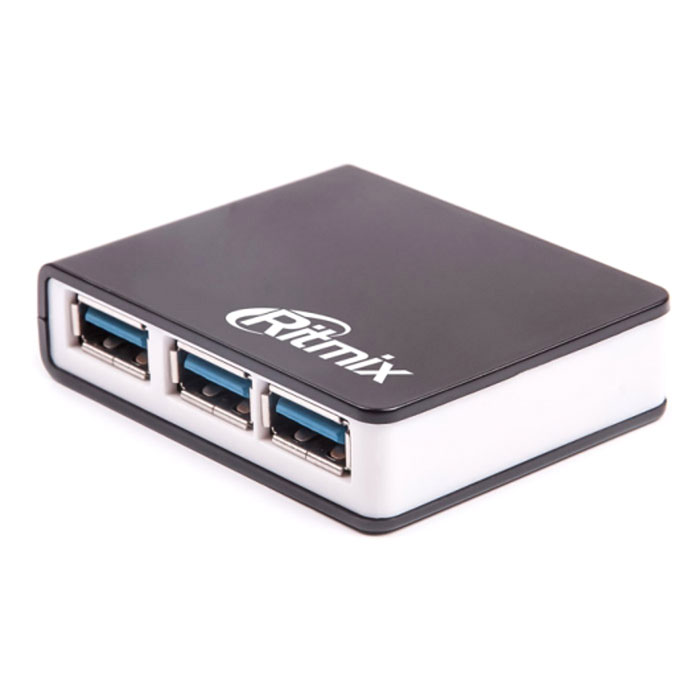 Ritmix CR-3400, Black USB-хаб15118105 Ritmix CR-3400, Black USB-хаб15118105Ritmix CR-3400 – компактный и удобный USB-хаб с четырьмя портами. Предназначен для подключения внешних HD- дисков, фотокамеры, видеокамеры, USB-накопителей, клавиатуры, мыши и т.п. Это полезное устройство пригодится и дома, и в офисе, и в путешествиях, когда не хватает штатных портов компьютера или хочется иметь к ним удобный доступ. Питание устройства осуществляется от USB-порта компьютера или ноутбука. При необходимости в дополнительном питании, высокой нагрузке или при использовании разветвителя для зарядки, можно задействовать разъём для внешнего питания (адаптер в комплект не входит). Поддержка ОС: Windows 2000, Me, XP, Vista, 7, 8; Mac OS 9.1 и выше; Linux 2.4.2