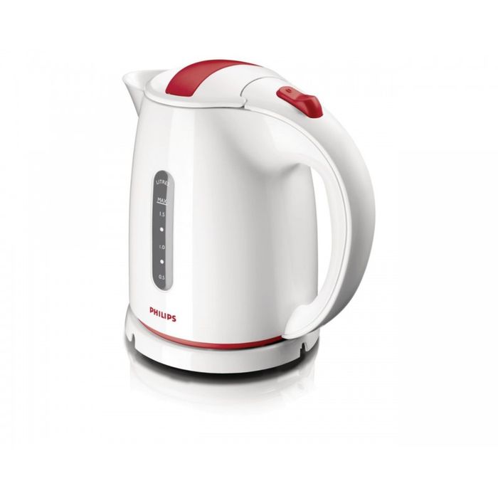 Philips HD 4646/40HD4646/40 Philips HD 4646/40HD4646/40Катушка для удобного хранения шнура Шнур оборачивается вокруг основания, что позволяет легко разместить чайник на кухне. Плоский нагревательный элемент для быстрого кипячения Встроенный нагревательный элемент из нержавеющей стали обеспечивает быстрое кипячение и простую очистку. Четырехкомпонентная система безопасности Четырехкомпонентная система безопасности для предотвращения короткого замыкания и выкипания воды с функцией автовыключения после закипания воды или снятия с основания. Фильтр от накипи обеспечивает чистоту воды и чайника. Беспроводная подставка с поворотом на 360 ° для удобства использования. Широко открывающаяся откидная крышка для удобного наполнения и очистки исключает контакт с паром. Индикаторы уровня воды по обеим сторонам электрического чайника Philips будут удобны и для правшей, и для левшей. Наполнить чайник можно через носик, или открыв крышку.