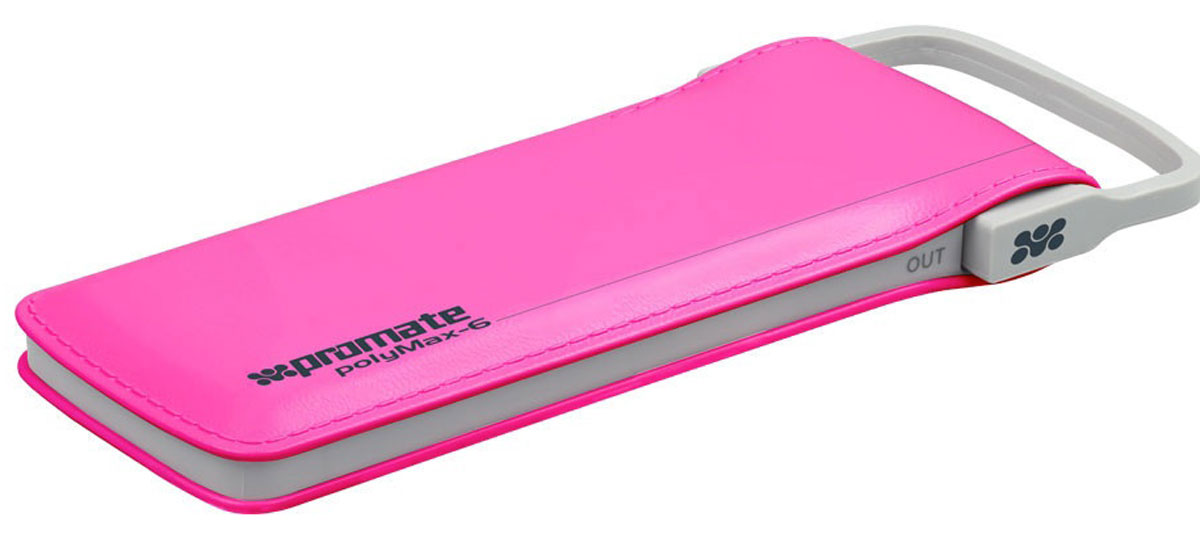 Promate PolyMax-6, Pink внешний аккумулятор6959144020563 Promate PolyMax-6, Pink внешний аккумулятор6959144020563Исключительный по техническим характеристикам и внешнему виду портативный аккумулятор Promate PolyMax-6. Отделка под кожу, встроенный кабель с выходом в 2,4 А, ультратонкий дизайн (менее 1,5 см толщины) и реальная заявленная емкость делает его оптимальным выбором для любого пользователя. 2 полноценные зарядки любого сматфона, адекватно высокая скорость зарядки (около 1,5 часа), а также возможность заряжать планшет вкупе со стильным дизайном - все это моментально привлекает внимание к этому действительно уникальному гаджету.