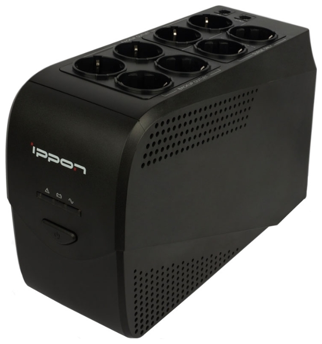 Источник бесперебойного питания Ippon Back Comfo Pro New 8009C82-53000-F0 Источник бесперебойного питания Ippon Back Comfo Pro New 8009C82-53000-F0Для удобства пользователей Back Comfo Pro оборудованы 8-ю розетками европейского типа для бытовой техники. Все розетки расположены на верхней стороне корпуса ИБП, шесть из них обладают батарейной поддержкой, а оставшиеся две обеспечивают только сетевую фильтрацию.