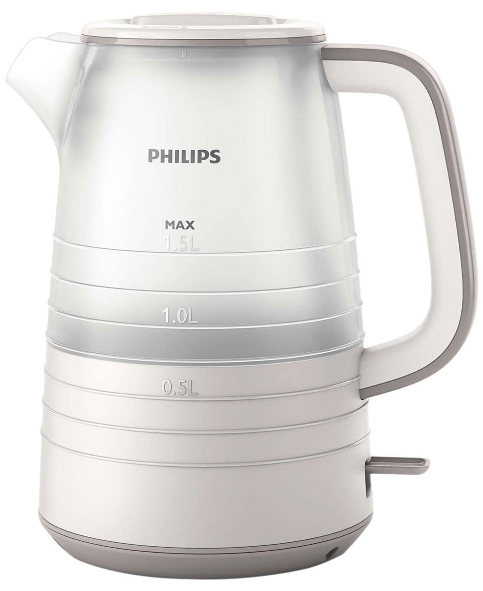 Philips HD9336/21 электрический чайникHD9336/21 Philips HD9336/21 электрический чайникHD9336/21Благодаря тщательно продуманному дизайну уровень воды в чайнике просматривается под любым углом. Кроме того, микрофильтр эффективно фильтрует воду, удерживая известковые отложения. Надежное и эффективное кипячение воды и долгий срок службы. Понятный индикатор уровня воды просматривается с любой стороны благодаря прозрачному корпусу. Уровень воды обозначается с помощью стильных полосок с указанием количества чашек. Особый дизайн крышки, ручки и переключателя предотвращает образование конденсата и контакт с паром. Съемный микрофильтр в носике удерживает все частицы накипи размером > 180 микрон, чтобы вода всегда была чистой. Комплексная система безопасности для предотвращения короткого замыкания и выкипания воды. Функция автовыключения активируется, когда процесс завершается или прибор снимается с основания. Шнур оборачивается вокруг основания, что позволяет легко разместить чайник на кухне. Встроенный нагревательный...