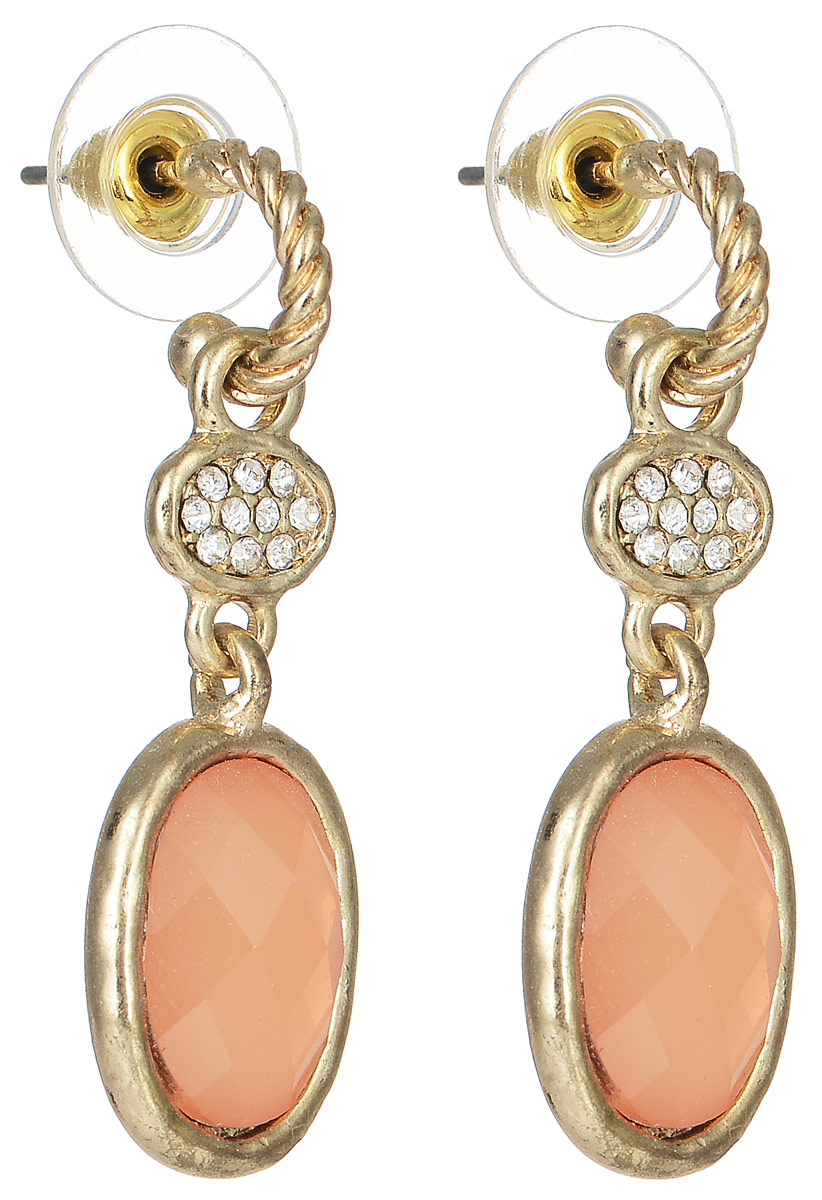 Серьги Taya, цвет: золотистый, персиковый. T-B-5964T-B-5964-EARR-GL.CORAL Серьги Taya, цвет: золотистый, персиковый. T-B-5964T-B-5964-EARR-GL.CORALЭлегантные серьги современного дизайна Taya изготовлены из бижутерного сплава, который не содержит свинец. Серьги дополнены очаровательными подвесками, декорированными стразами и крупным камнем. В качестве основания изделия используется замок-гвоздик с пластиковыми заглушками, который надежно зафиксирует сережку. Стильные серьги помогут дополнить любой образ и привнести в него завершающий яркий штрих.