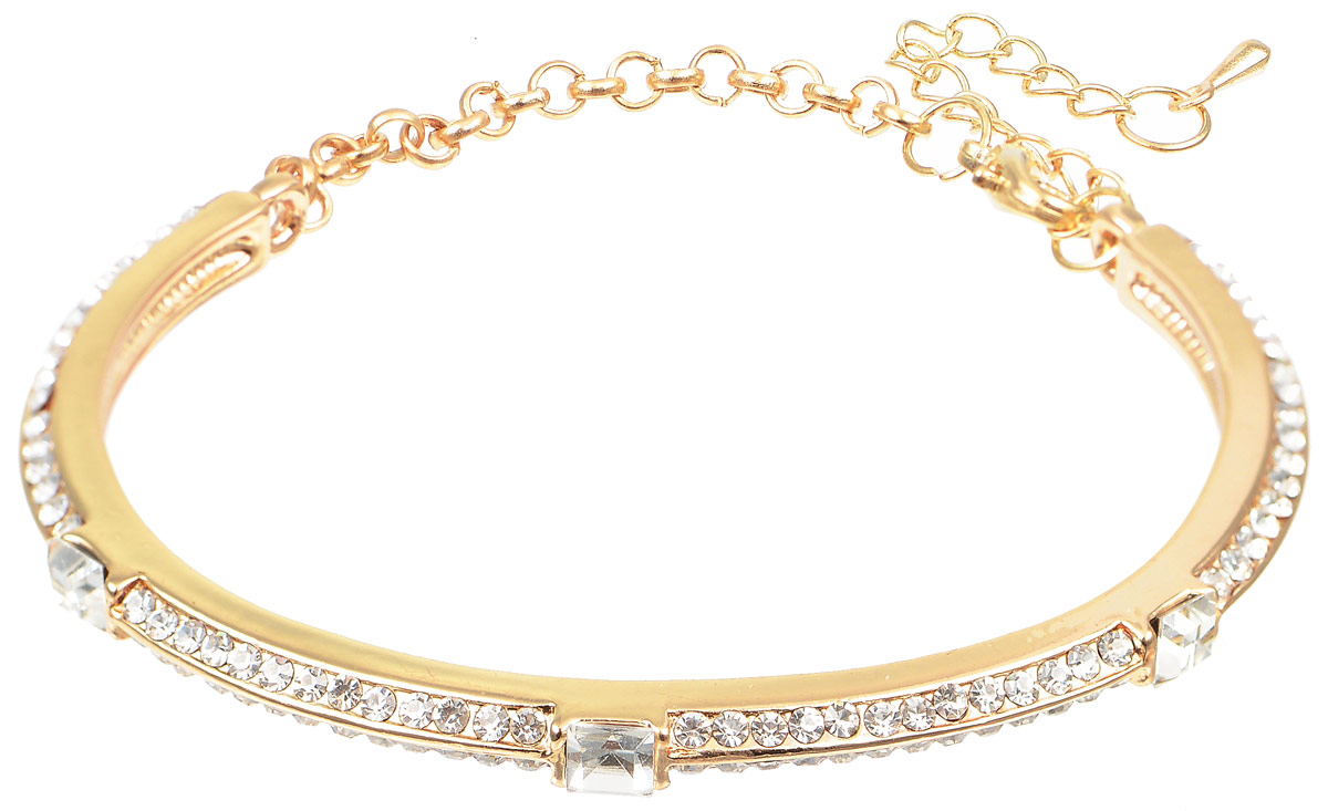 Браслет Taya, цвет: золотистый. T-B-10808T-B-10808-BRAC-GOLD Браслет Taya, цвет: золотистый. T-B-10808T-B-10808-BRAC-GOLDИзысканный браслет Taya изготовлен из металлического сплава. Браслет представляет собой жесткую дугу, украшенную кристаллами и стразами. Изделие дополнено цепочкой, что позволяет регулировать размер браслета. Такой браслет позволит вам быть оригинальной, изящной и создать свой неповторимый образ. Красивое и необычное украшение блестяще подчеркнет изысканный вкус, женственность и красоту своей обладательницы и поможет внести разнообразие в привычный образ.