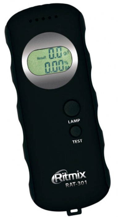 Ritmix RAT-301, Black алкотестер15118363 Ritmix RAT-301, Black алкотестер15118363Ritmix RAT-301 - это цифровой алкотестер со звуковым сигналом, который предназначен для проведения персонального измерения концентрации алкоголя в парах выдыхаемого воздуха. Прибор пересчитывает полученные данные на концентрацию алкоголя в крови и выдает результат на цифровой дисплей. RAT-301 отличается быстрым выводом результатов, точностью измерения и малыми размерами. Кроме того алкотестер имеет встроенный фонарик. Датчик: полупроводниковый Диапазон измерения: 0,0%-0,19% BAC или 0,0-1,9 г/л (0,0‰-1,9‰) Точность измерения: +/- 0,01% BAC (0,1 г/л) Время подготовки: 10 с Время измерения: 10 с Диапазон рабочих температур: +5°C...+40°C