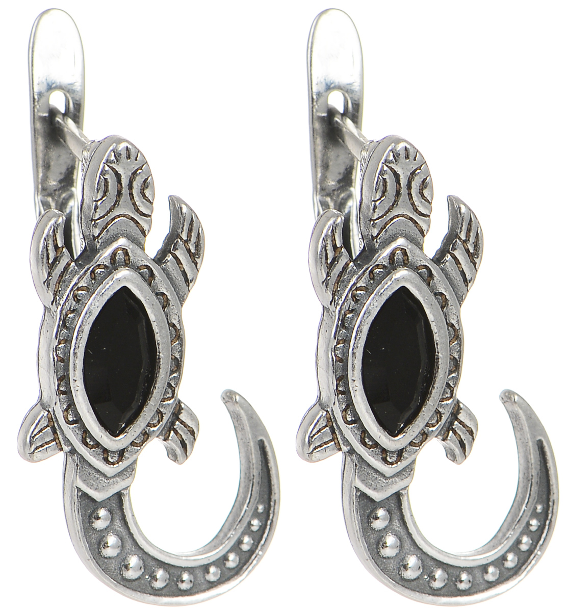 Серьги Jenavi Калпеса, цвет: серебристый, черный. k3433160k3433160 Серьги Jenavi Калпеса, цвет: серебристый, черный. k3433160k3433160Оригинальные серьги Jenavi Калпеса выполнены из гипоаллергенного ювелирного сплава с покрытием из черненого серебра. Украшение выполнено в виде ящерицы и застегивается на классический английский замок. Изделие украшено кристаллами Swarovski. Такие серьги позволят вам с легкостью воплотить самую смелую фантазию и создать собственный неповторимый образ.