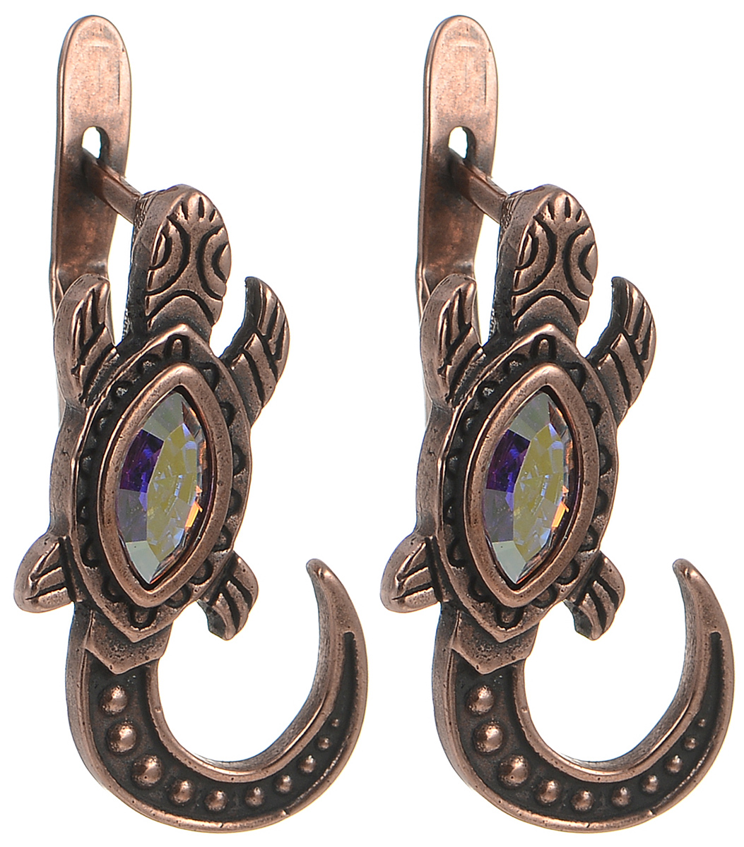 Серьги Jenavi Калпеса, цвет: медный. k343u170k343u170 Серьги Jenavi Калпеса, цвет: медный. k343u170k343u170Оригинальные серьги Jenavi Калпеса выполнены из гипоаллергенного ювелирного сплава с медным покрытием. Украшение выполнено в виде ящерицы и застегивается на классический английский замок. Изделие украшено кристаллами Swarovski. Такие серьги позволят вам с легкостью воплотить самую смелую фантазию и создать собственный неповторимый образ.