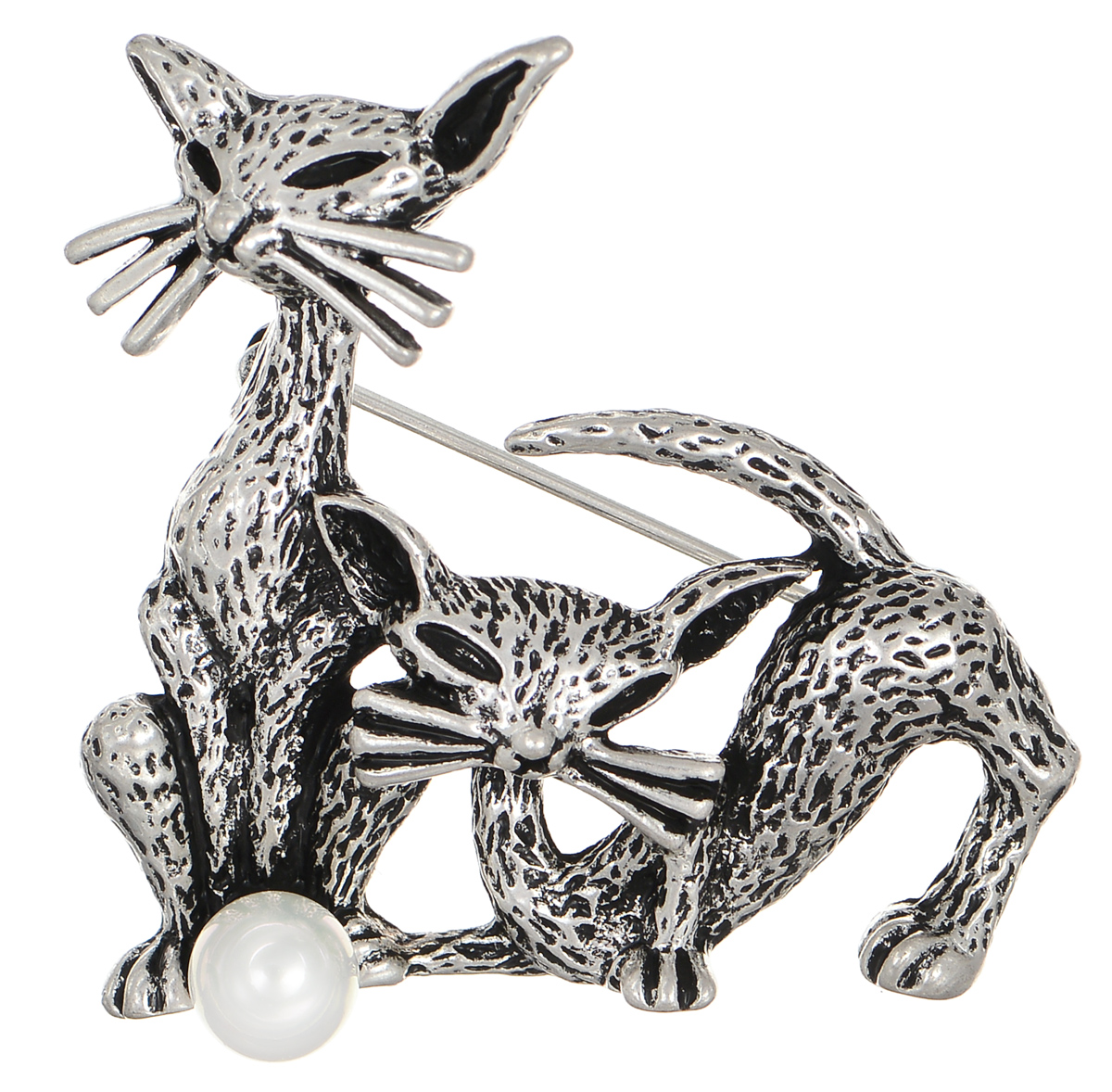 Брошь Selena Street Fashion, цвет: белый, серебристый. 3002650030026500 Брошь Selena Street Fashion, цвет: белый, серебристый. 3002650030026500Оригинальная брошь Selena Street Fashion изготовлена из металла с родиевым покрытием. Брошь выполнена в виде двух кошек и дополнена искусственным жемчугом. Изделие крепится с помощью замка-булавки. Такая брошь позволит вам с легкостью воплотить самую смелую фантазию и создать собственный неповторимый образ.