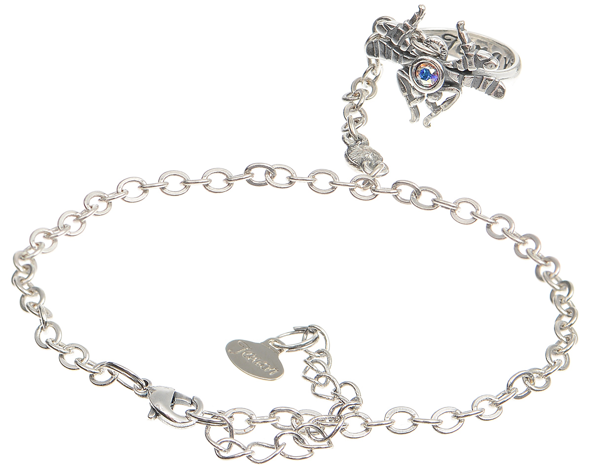 Кольцо-браслет Jenavi Барк, цвет: серебристый. k3443010. Размер 18k3443010 Кольцо-браслет Jenavi Барк, цвет: серебристый. k3443010. Размер 18k3443010Оригинальное кольцо-браслет Jenavi Барк из коллекции Кассида, выполненное из ювелирного сплава с покрытием из черненого серебра, оформлено декоративным элементом в виде насекомого. Браслет застегивается на карабин и регулируется по длине за счет дополнительных звеньев. Изделие украшено стразами Swarovski. Красивое и необычное украшение блестяще подчеркнет ваш изысканный вкус и поможет внести разнообразие в привычный образ.