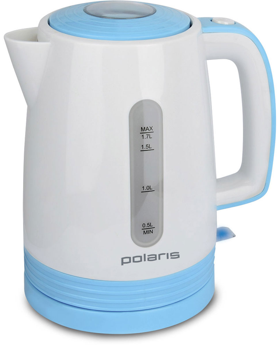 Polaris PWK 1775C, White Light Blue электрический чайникPWK 1775C Polaris PWK 1775C, White Light Blue электрический чайникPWK 1775CСовременный электрический чайник Polaris PWK 1775C быстро вскипятит большое количество воды (1,7л). Модель удобна в использовании, имеет большие окна с двусторонним индикатором для проверки уровня воды и подсветку кнопки включения, которая сигнализирует о работе чайника.