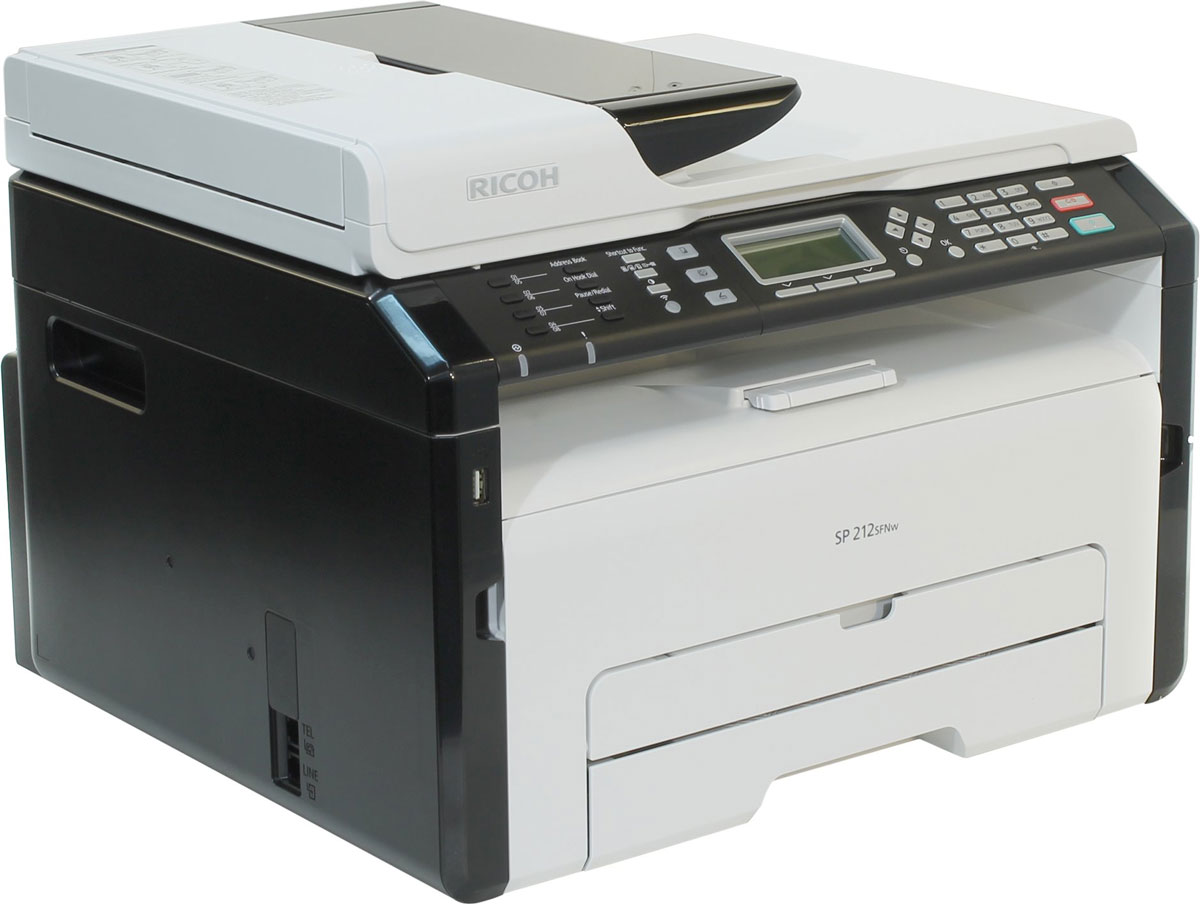Ricoh SP 212SFNw МФУ407684 Ricoh SP 212SFNw МФУ407684Ricoh SP 212SFNw просто создан для малых и домашних офисов благодаря эффективной комбинации функций печати, копирования, сканирования и безбумажного факса. Ручная двусторонняя печать и перезаправляемый картридж обеспечивают высокую экономичность и экологичность устройства. Высокая скорость печати (22 стр./мин) повышает производительность, а поддержка проводного и беспроводного подключения упрощает работу. Компактные размеры позволяют без труда разместить это МФУ на рабочем столе.