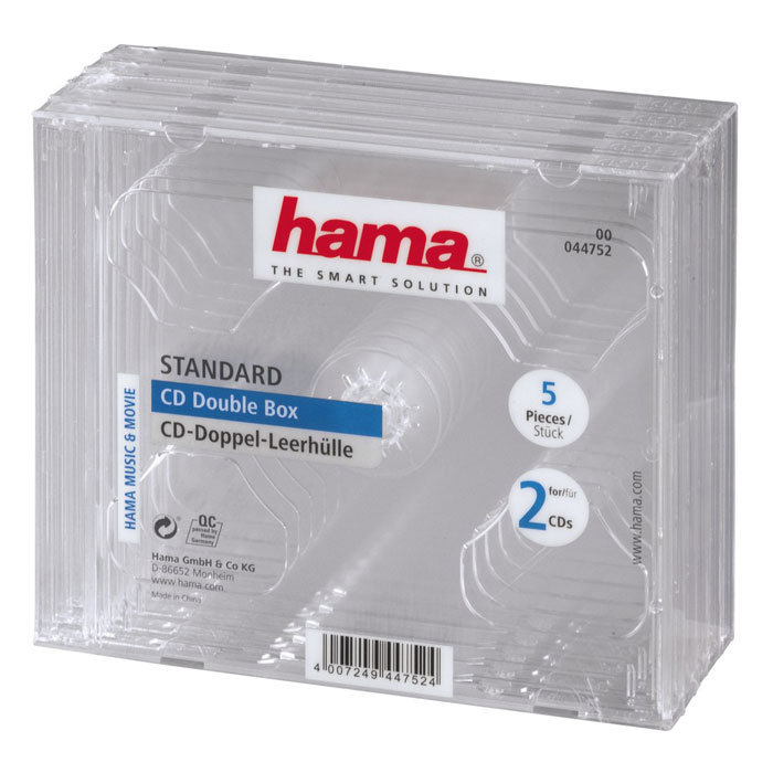 Hama H-44752 Jewel коробка для CD/DVD-дисков (5 шт)44752 Hama H-44752 Jewel коробка для CD/DVD-дисков (5 шт)44752Hama H-44752 Jewel - набор из пластиковых коробок, которые защитят CD и DVD - диски от повреждений, пыли и влаги. Коробка оснащена двумя отделениями для более компактного хранения.